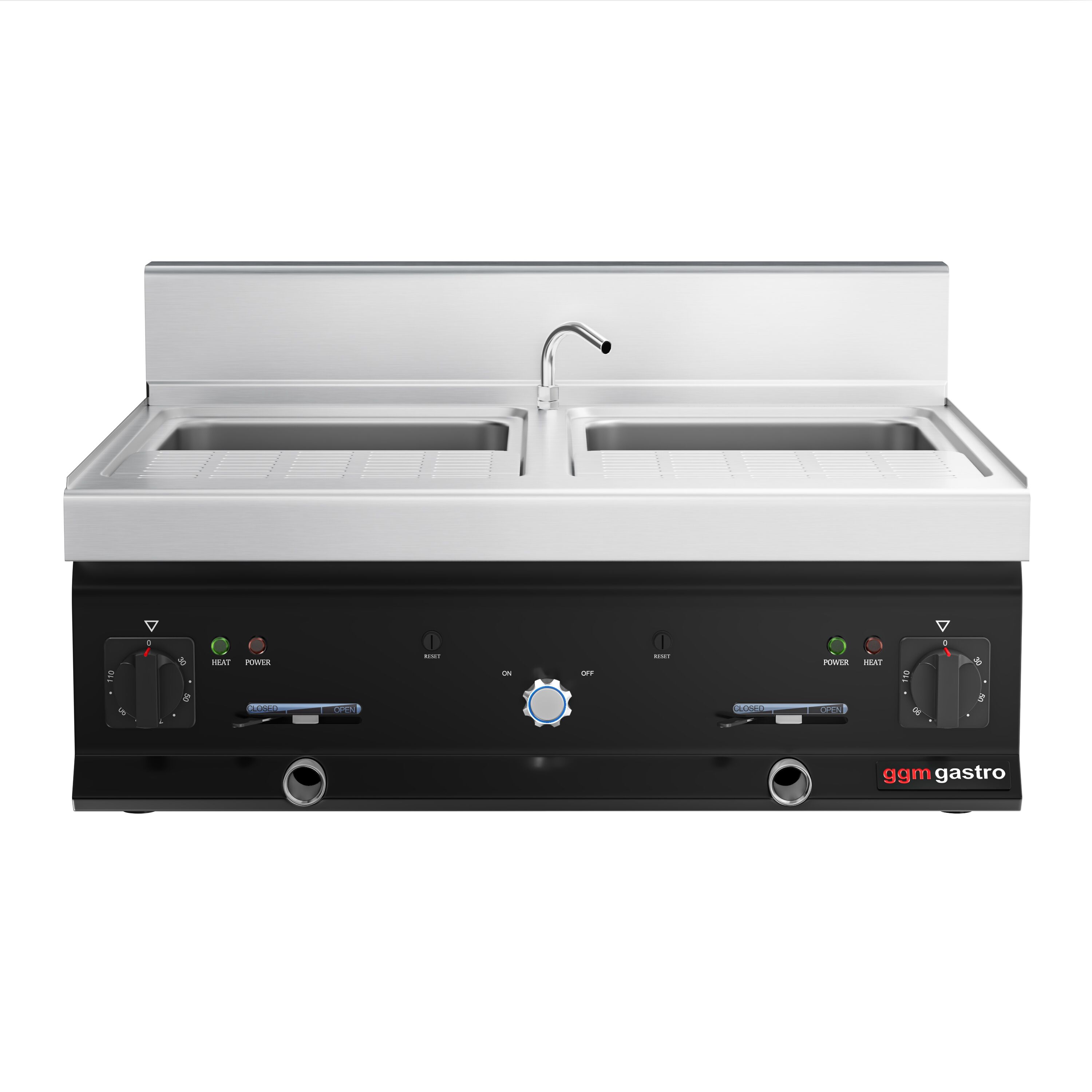 Cuiseur à pâtes électrique avec robinet – 2 × 26 L – 12 kW
