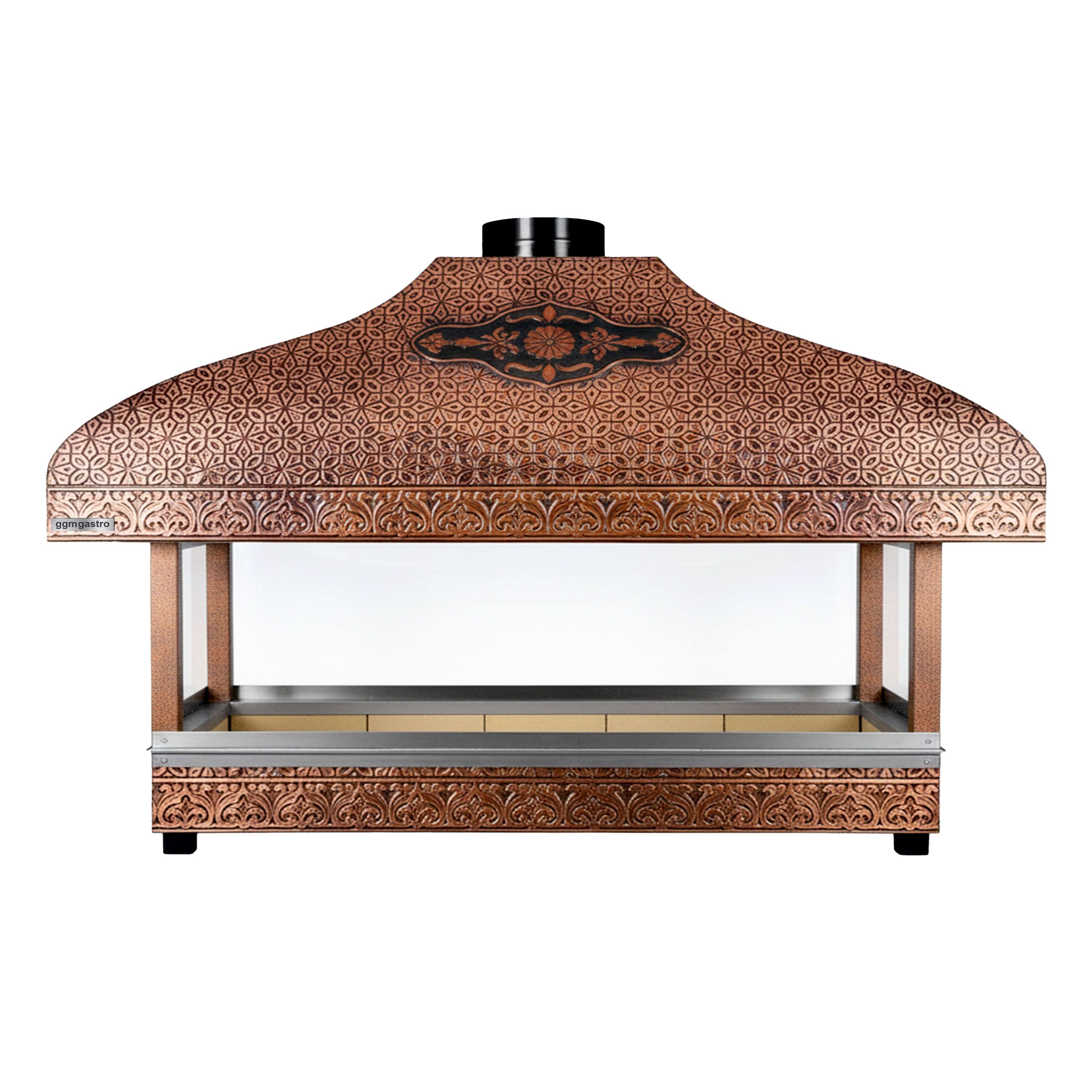 Copper Charcoal Grill - 2000mm - Grill grate: 1800x500mm