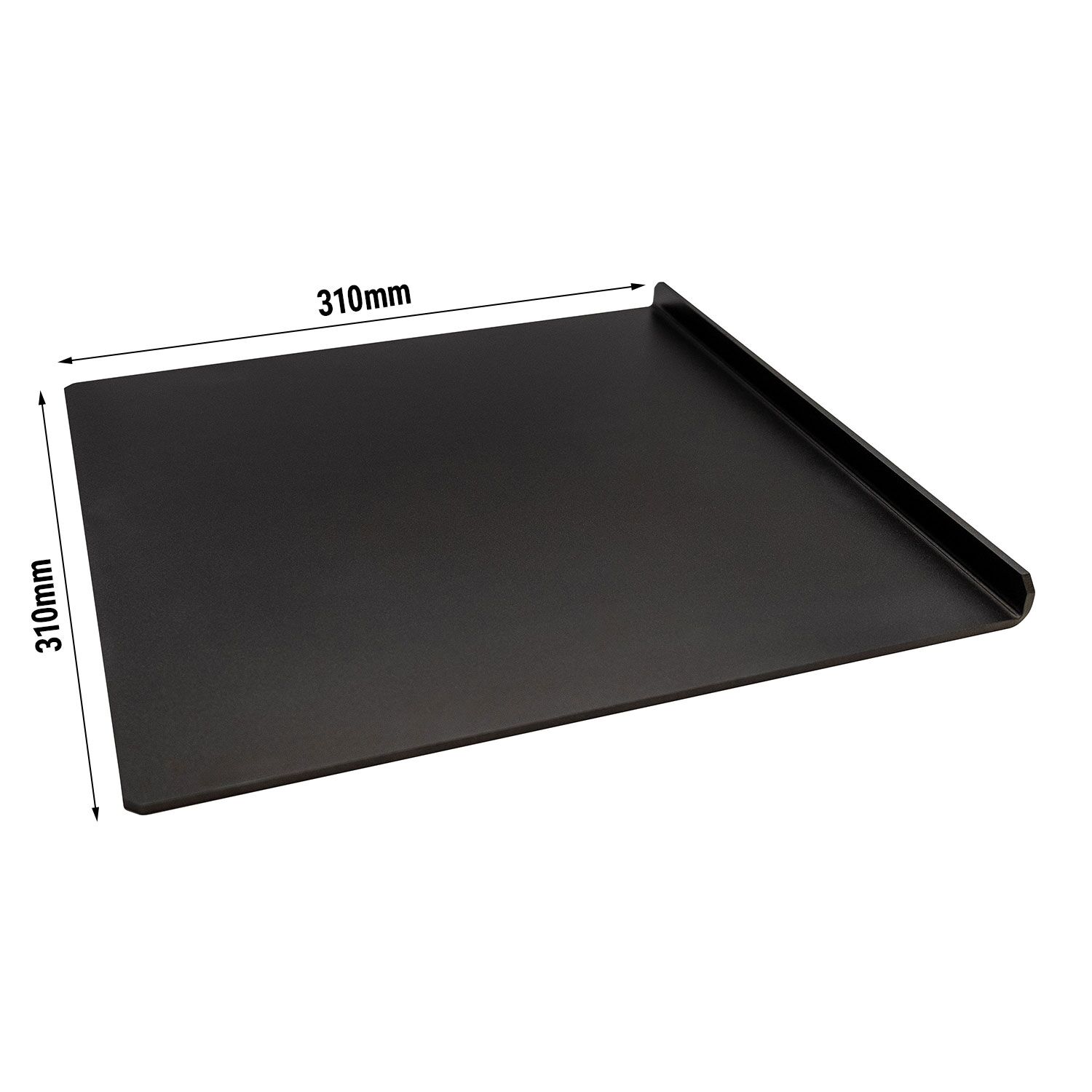 Pizzaplaat - Aluminium - met opstaande rand - 310x310mm - hoogte: 20mm - antiaanbaklaag - zwart - passend voor speed oven SOV