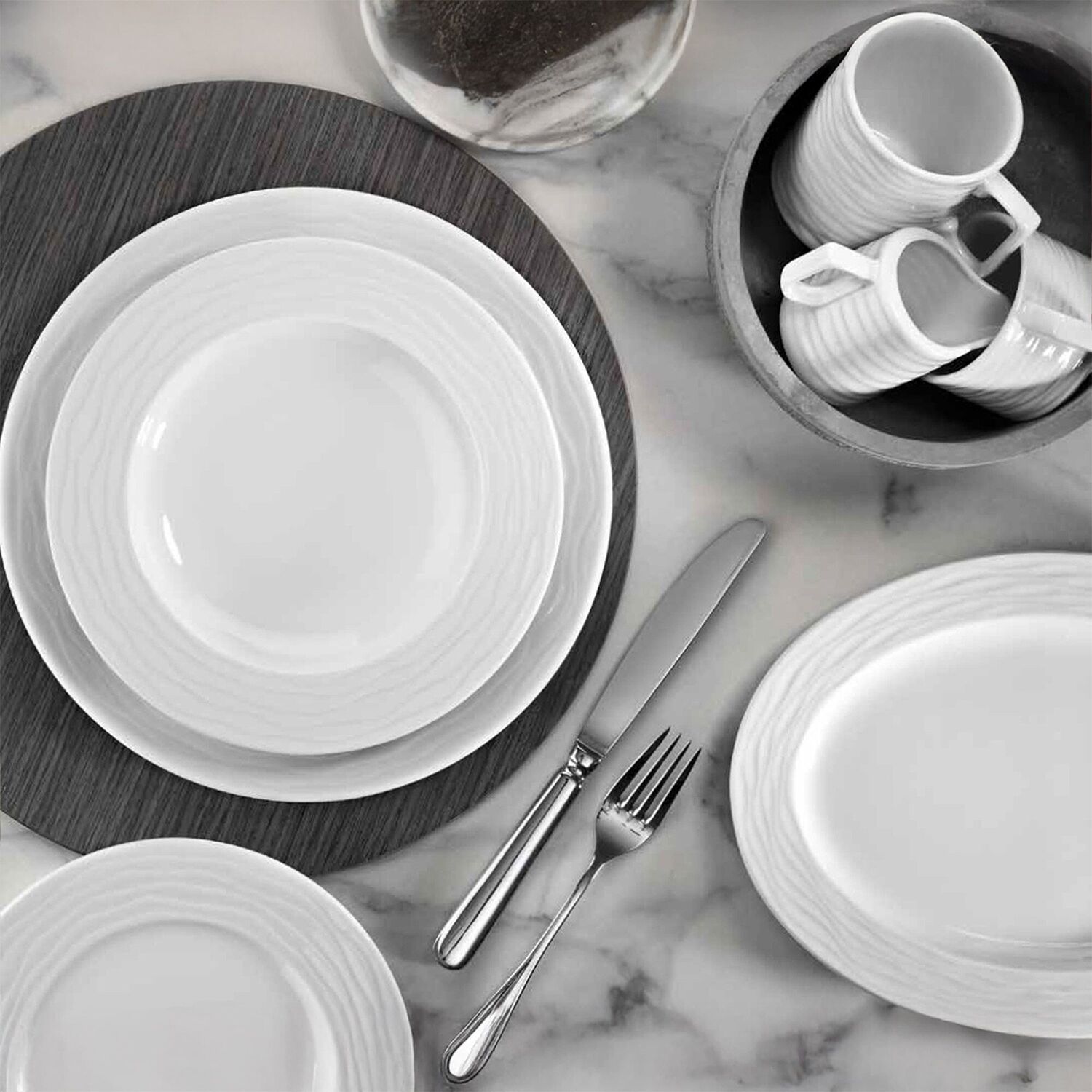 (12 pcs) SEA WAVE - Soucoupe à café / thé - Ø110mm - Blanc