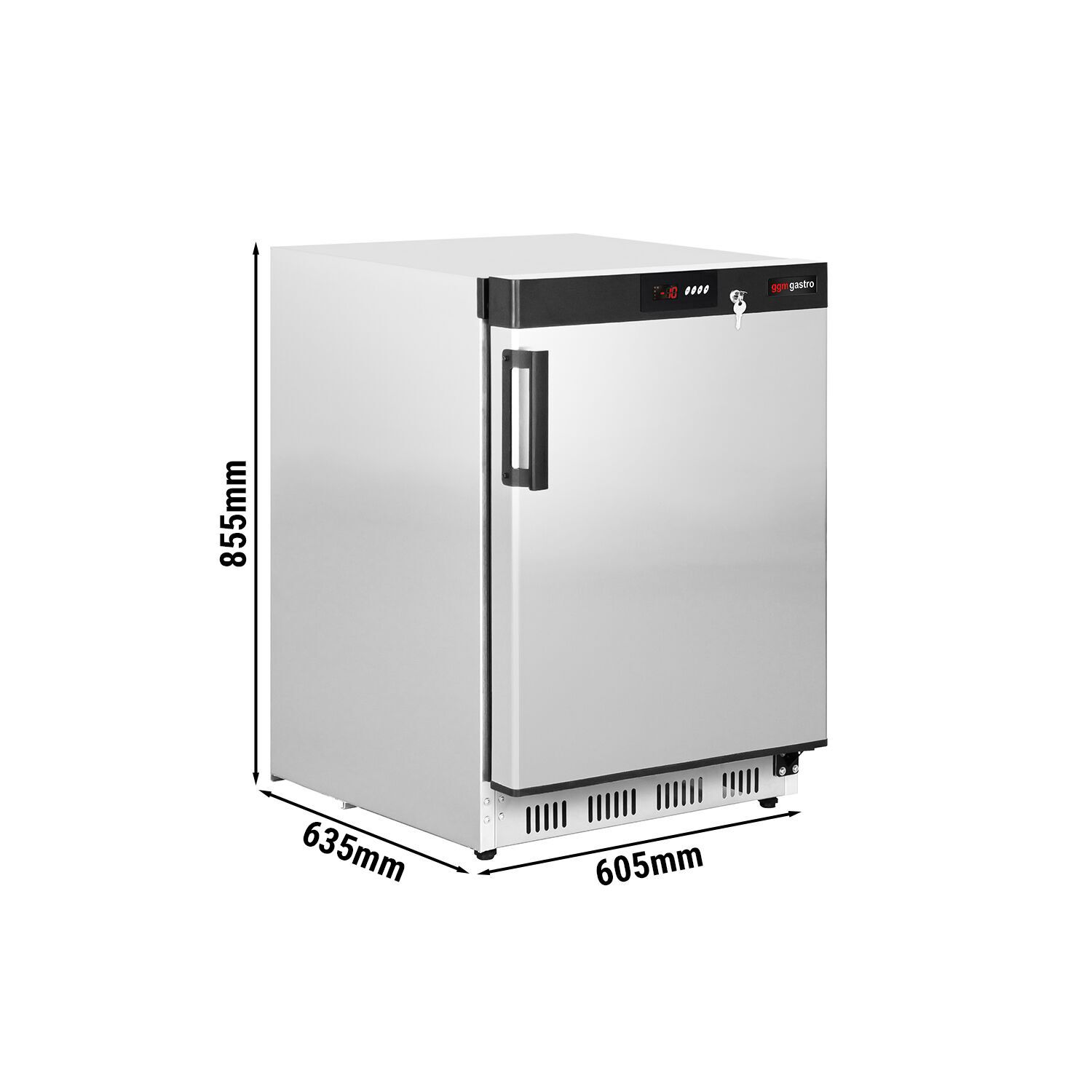 Mini congélateur de stockage inox PREMIUM – 200 litres – avec 1 porte – intérieur de la porte en plastique