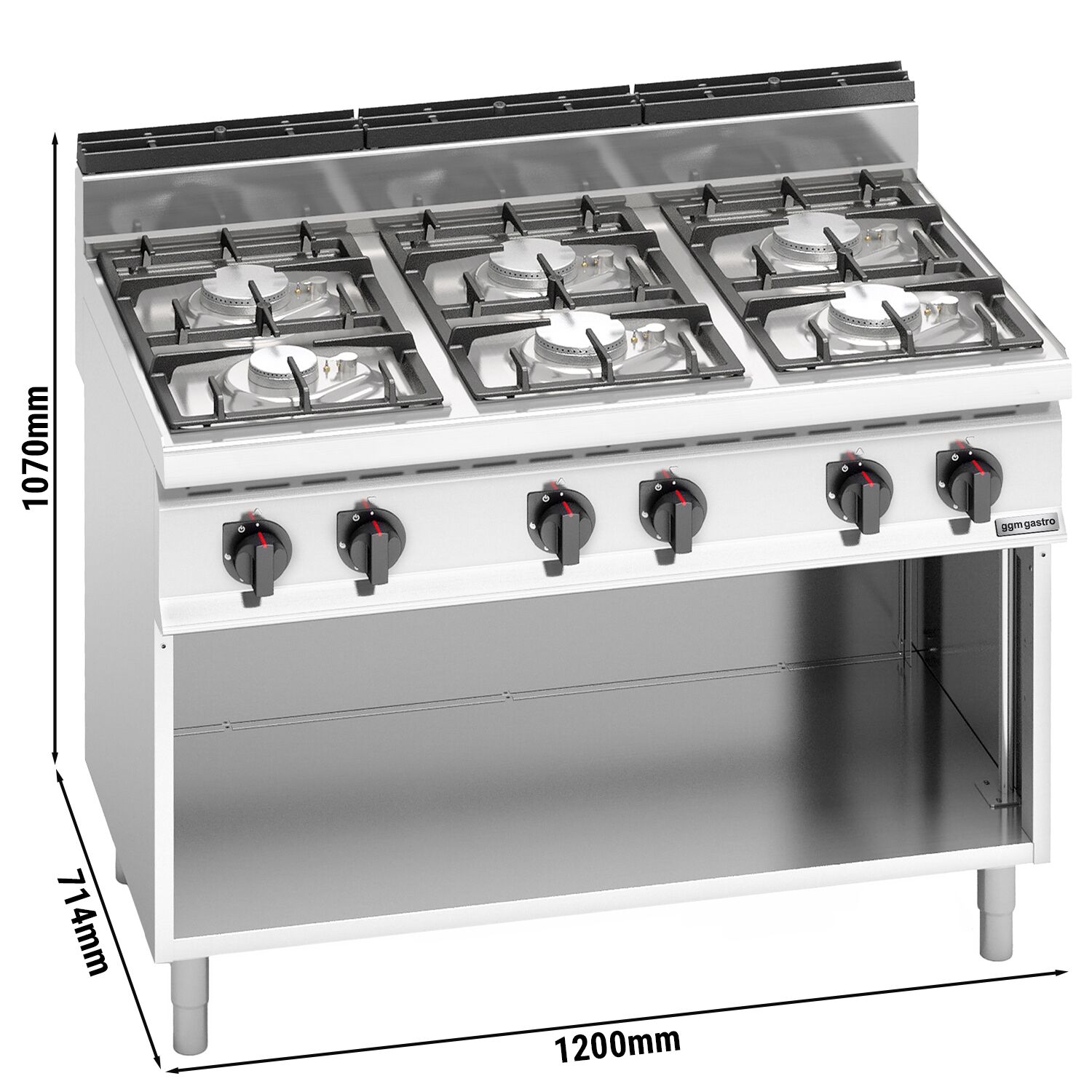Fourneau à gaz – 33,5 kW – 6 brûleurs