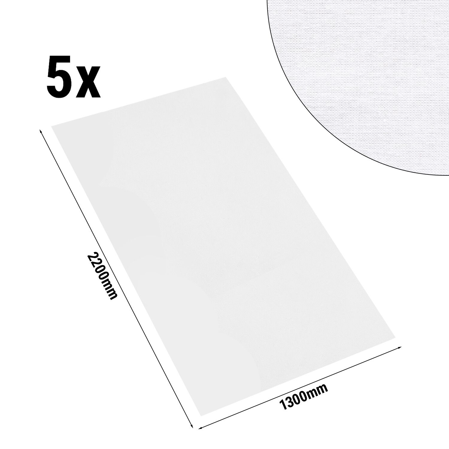 (5 pièces) Nappe damassée Tessin Atlas - 210 g/m² - 130 x 220 cm - Blanc