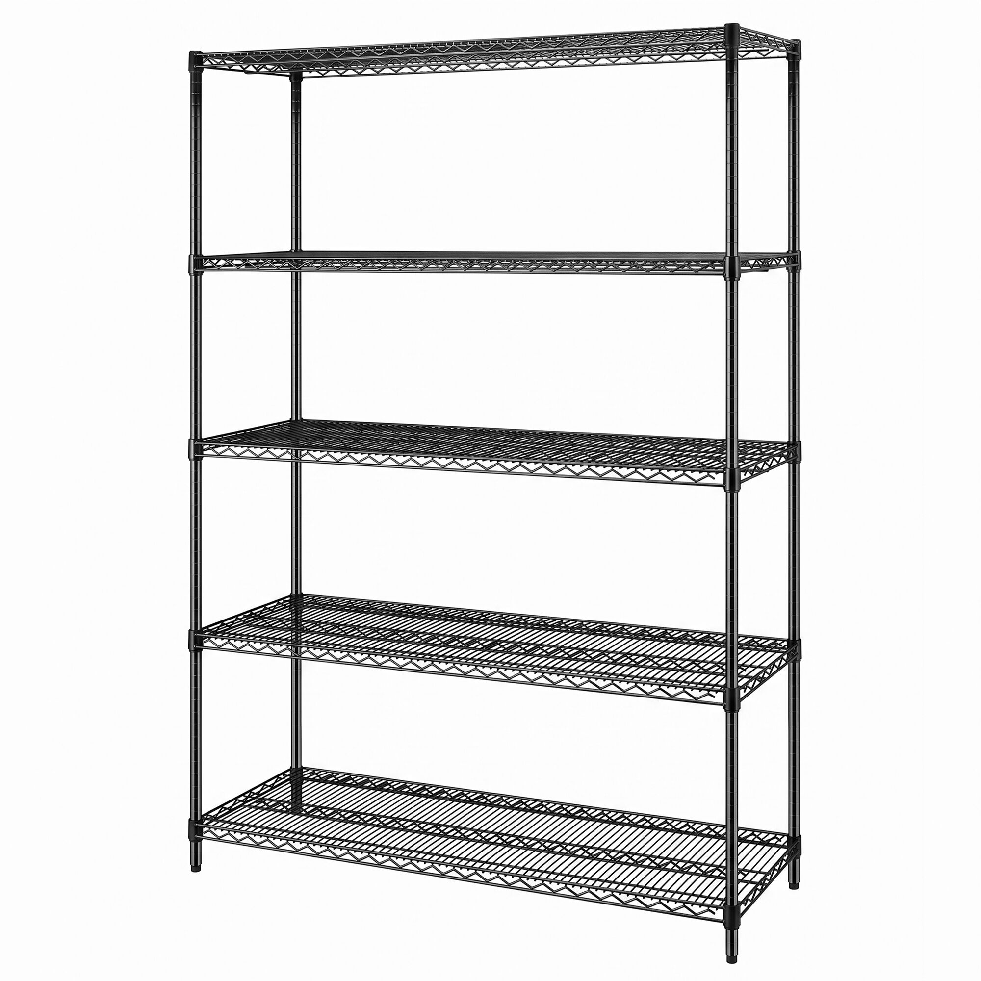 Stalen rek - 1500 x 450 mm - 5 legplanken - Zwart