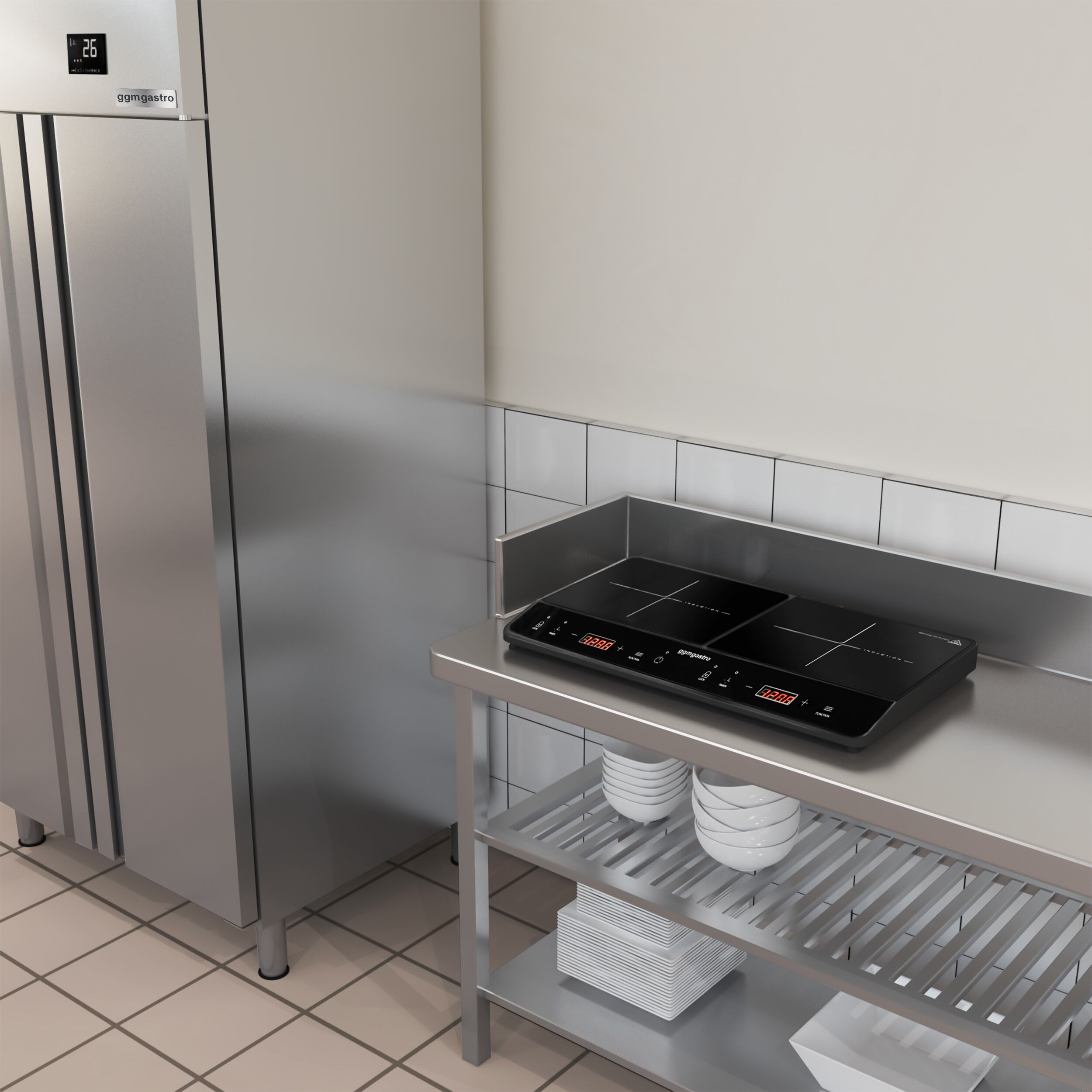 Induktiokeittolevy - 2,0 kW - 2 keittoaluetta pyöreä - pöytämalli