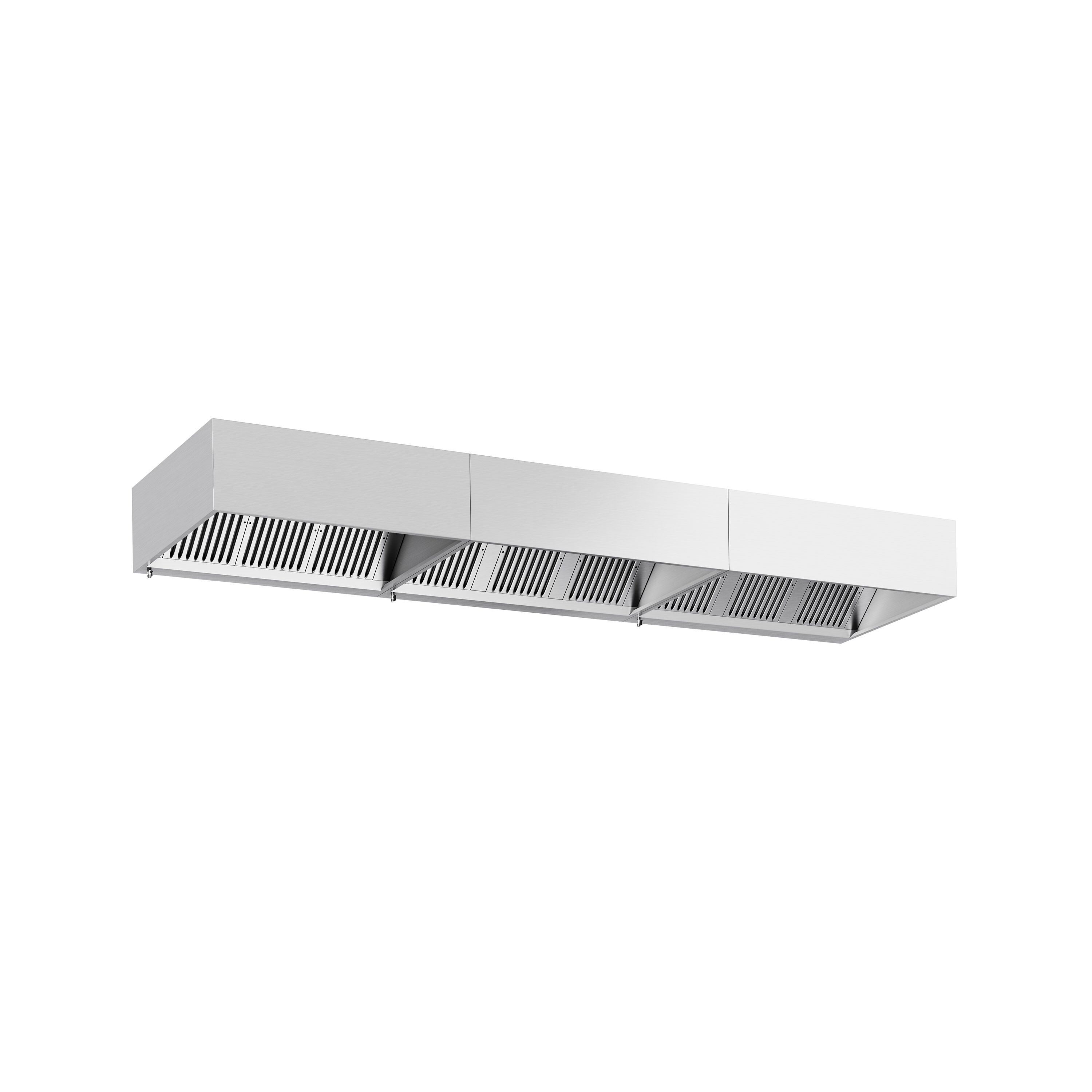 Hotte à adosser professionnelle - Profondeur 1100 - 4600mm - sans moteur - avec filtres et éclairage