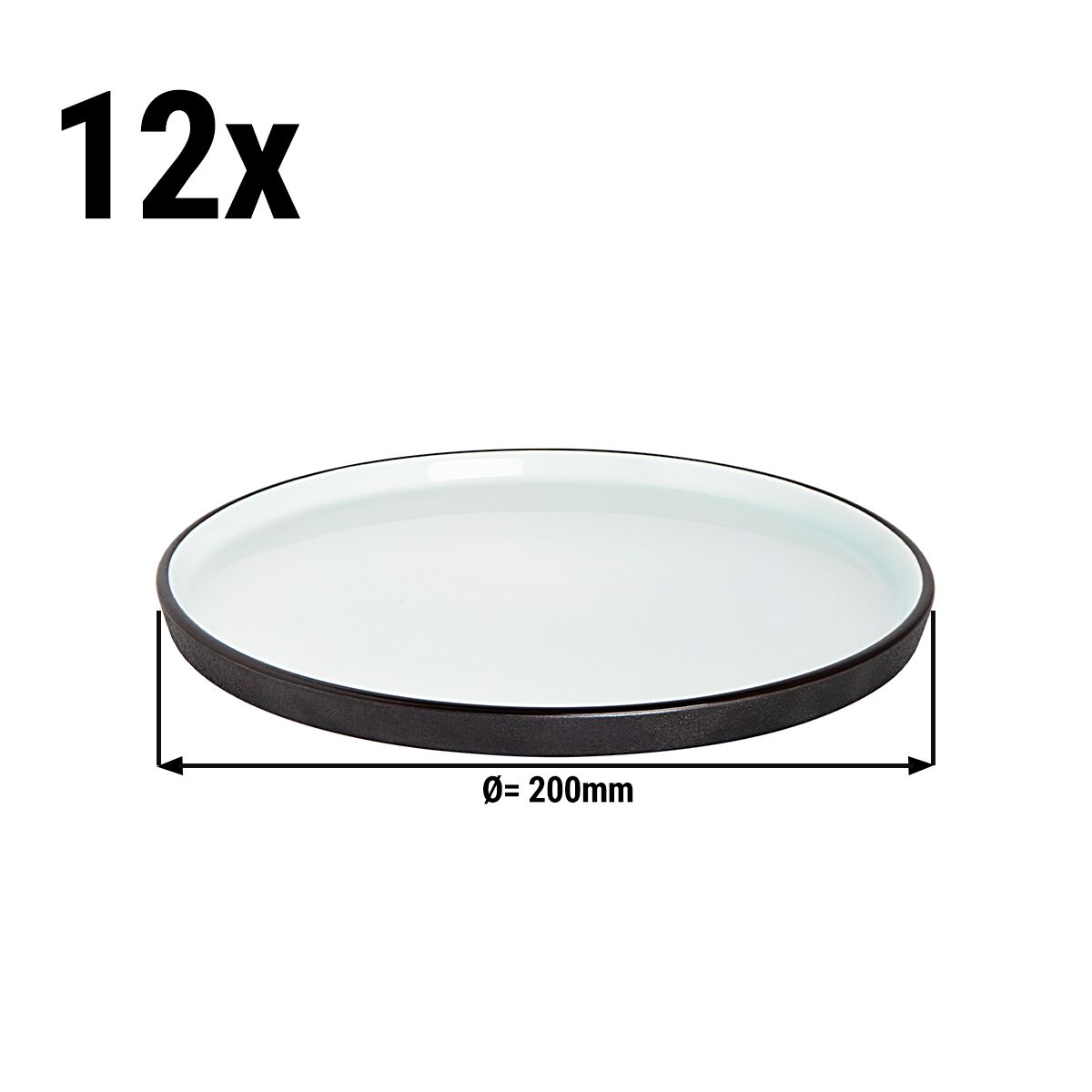(12 pièces) COSMIC - Assiette - Plate - Ø 200 mm - Blanc / Noir
