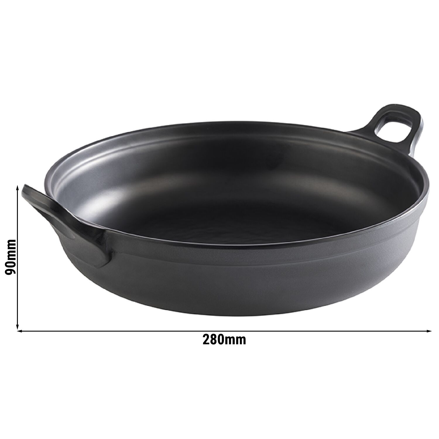 (6 pcs) Coupe - PADELLA - Mélamine - 3L - carré - avec poignées - lot de 6 - 280x280mm - Profondeur : 90mm - Noir