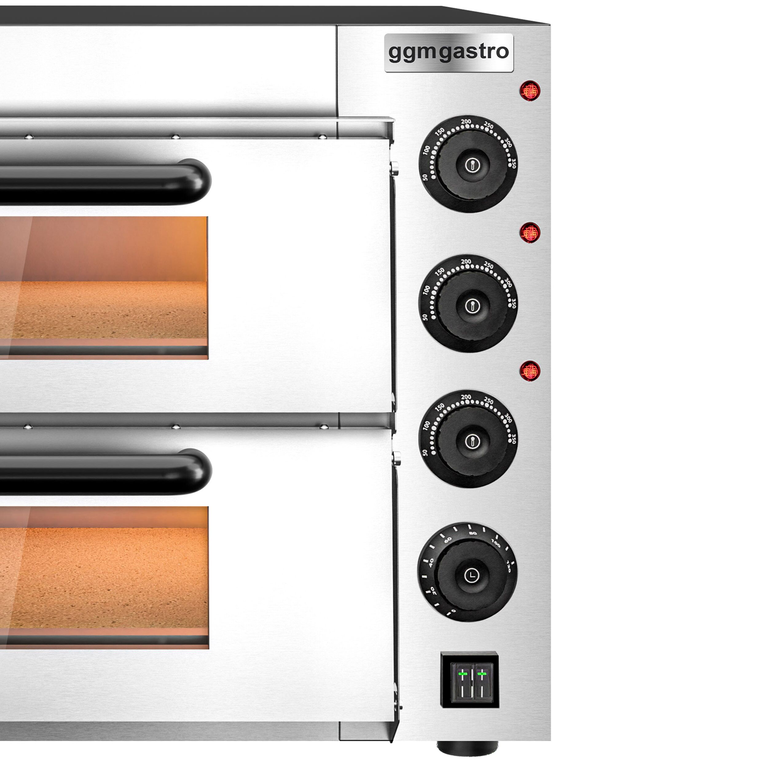 Electric Deck Pizza Oven - Twin Deck - Refractory Stone Deck - 4+4 - Ø 20cm (7.9") - 230V Single Phase - Mechanical Controls - up to 350°C