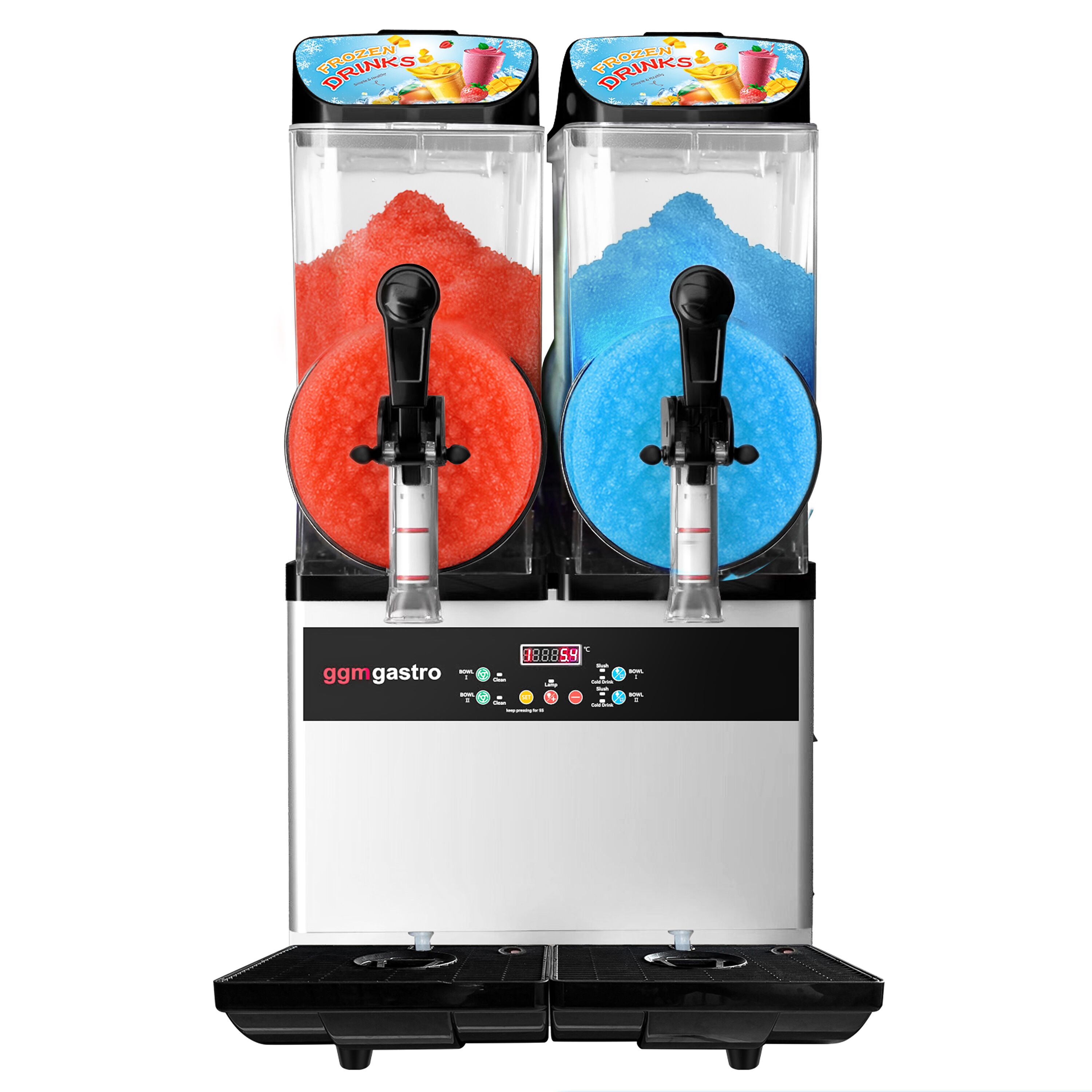 Slush-Maschine - 2x 12 Liter - 850 Watt - Digital - Schwarz/Silber