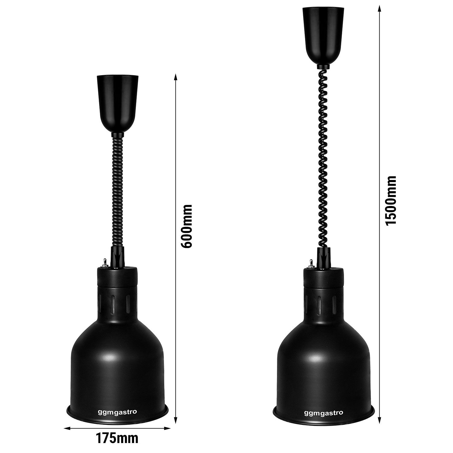 Lampe chauffante infrarouge – 275 watts – Ø 175 mm – Noir