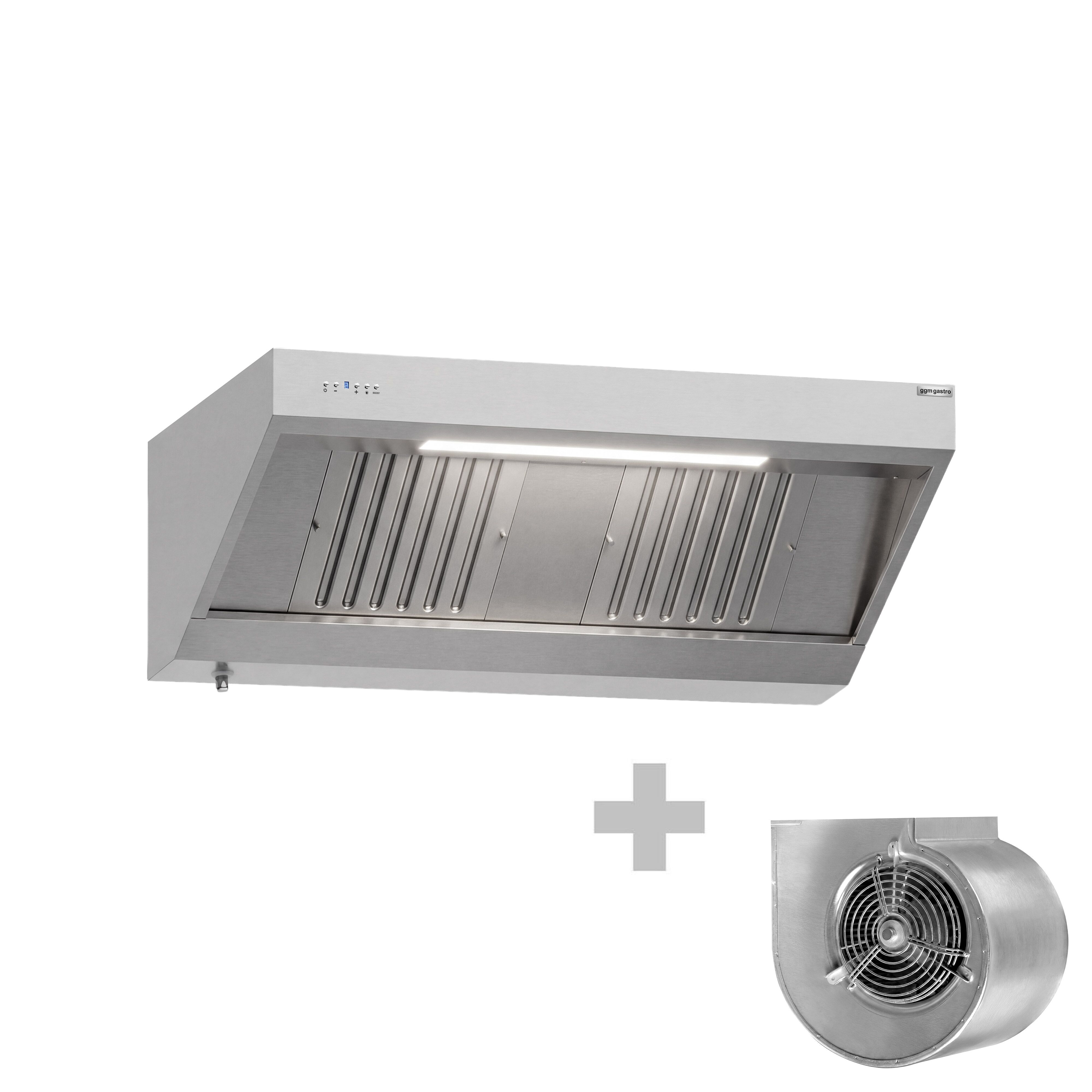 Hotte murale avec moteur - 1400mm - avec régulateur, filtre & lampe