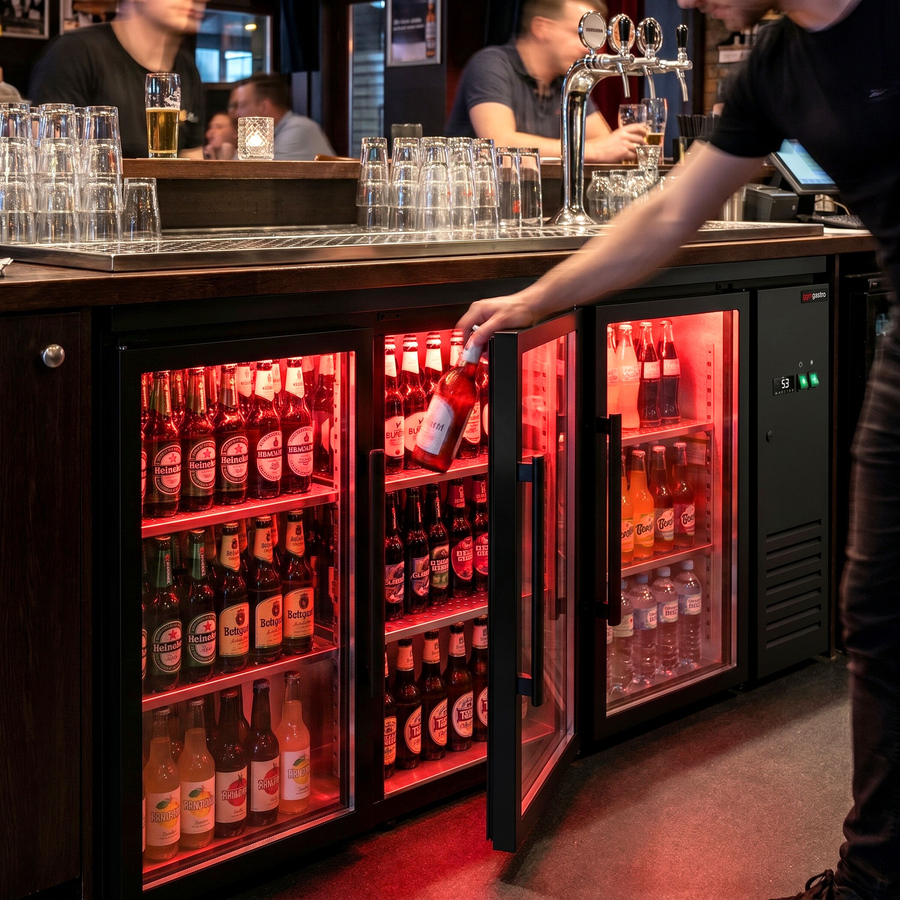 Commercial Back Bar Cooler ECO – 2000 mm – with 3 Glass Doors – with RGB LED Lighting