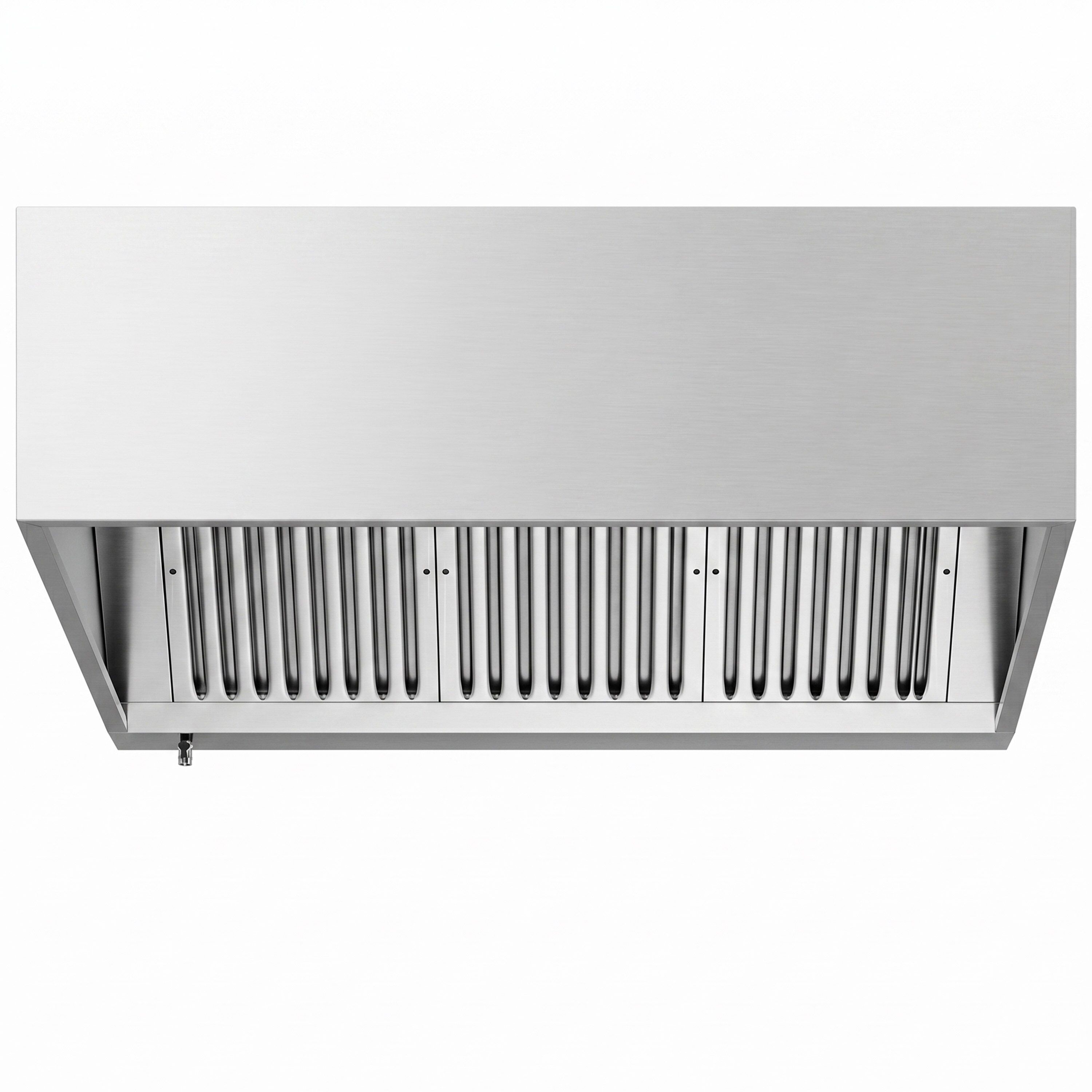 Hotte à adosser professionnelle - Profondeur 1100 - 1400mm - sans moteur - avec filtres et éclairage