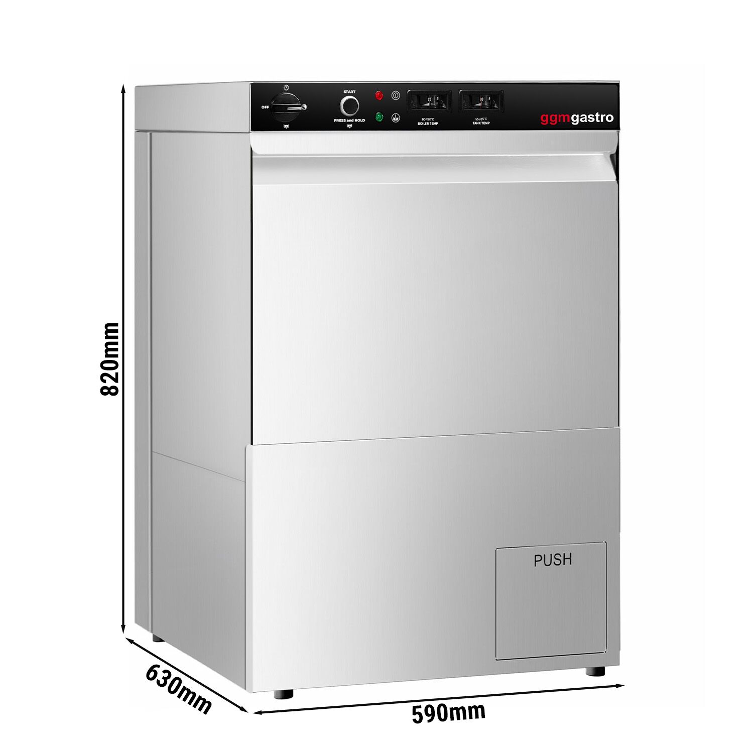 Lave-vaisselle - Manuel - 5,1 kW - avec pompe de détergent, de rinçage et de vidange
