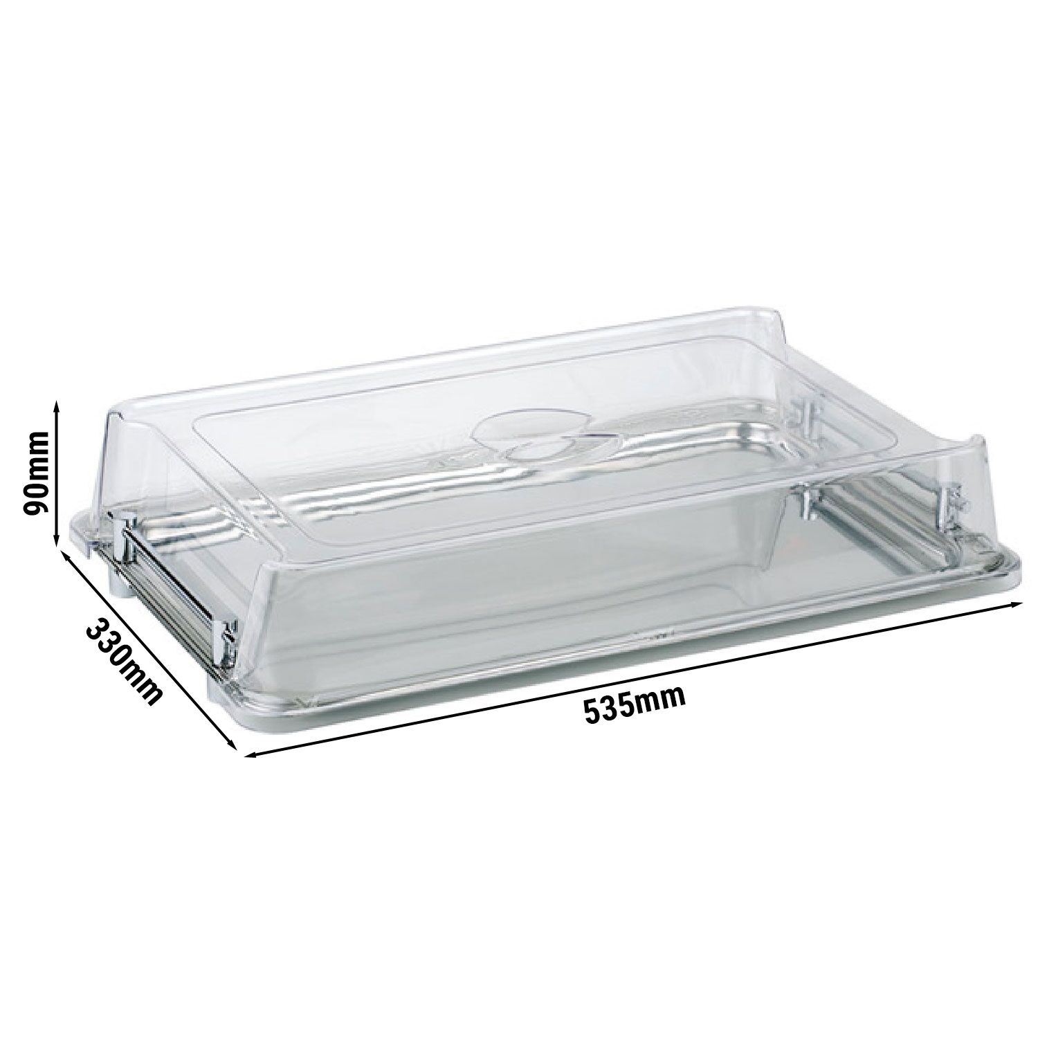 (6 pcs) Couvercle de présentation - Haut dôme - GN 1/1 - Polycarbonate - 530x325mm - Hauteur:90mm