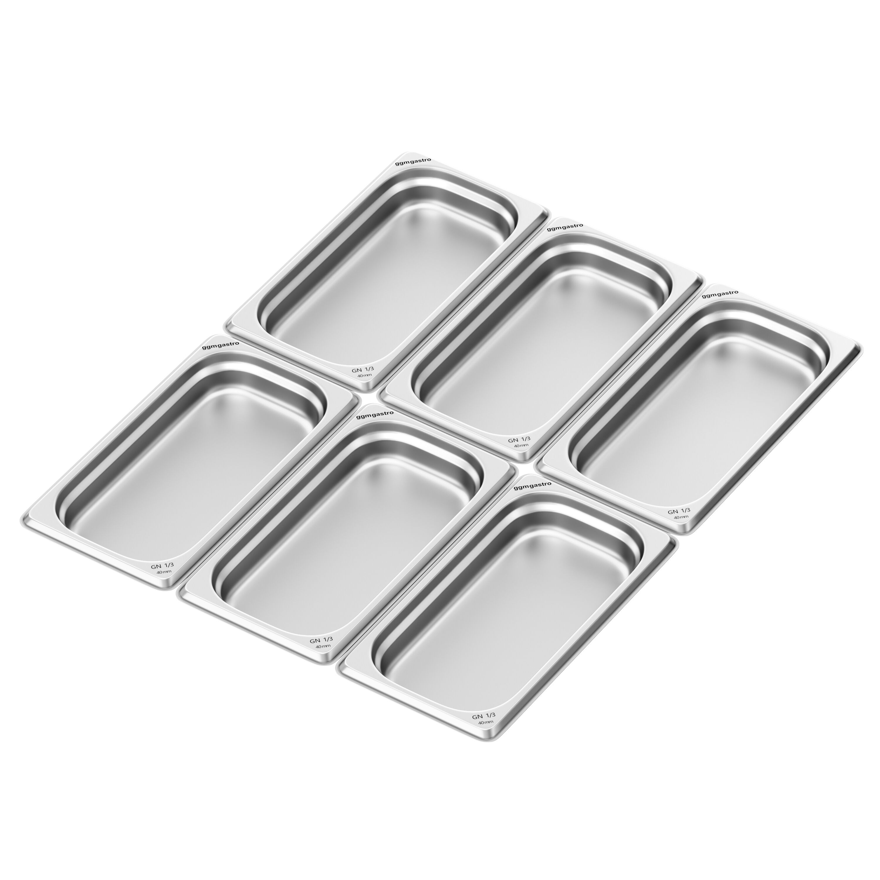 (6 pièces) Récipients en acier inoxydable GN 1/3 - Hauteur : 40mm
