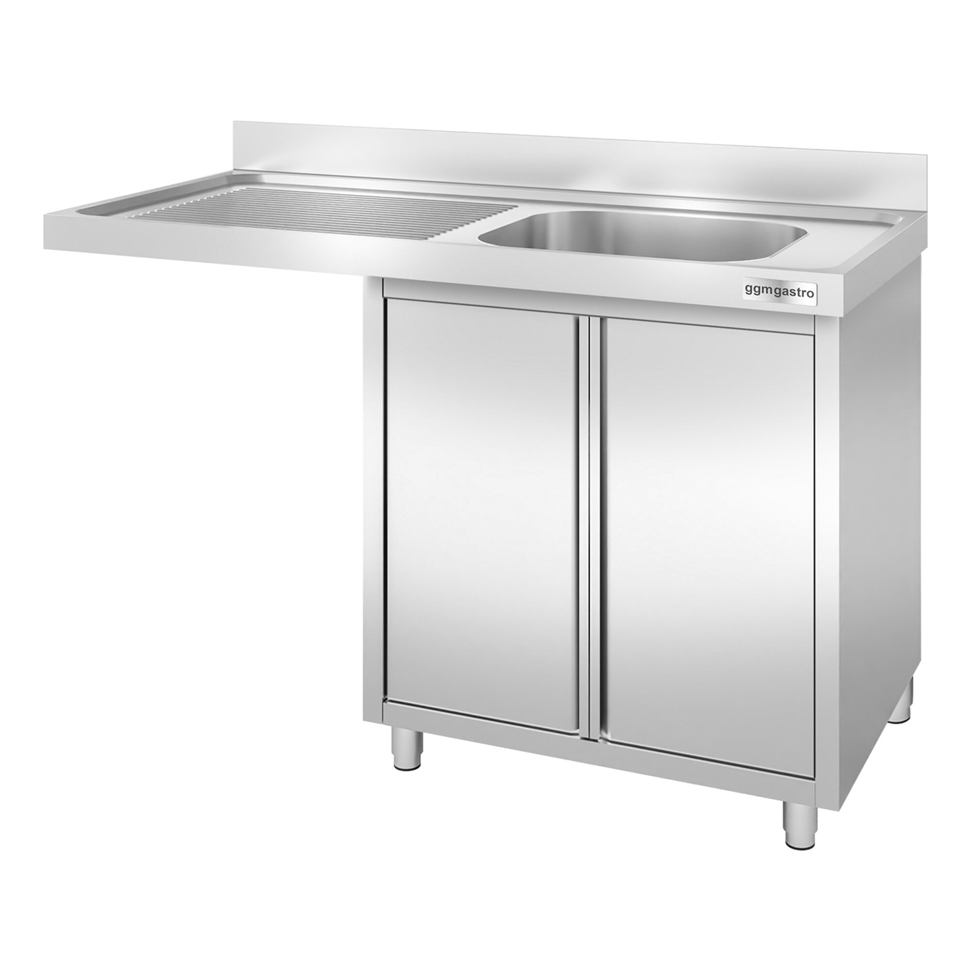 Plonge inox professionnelle PREMIUM - 1400x700mm - 1 bac à droite - avec égouttoir à gauche