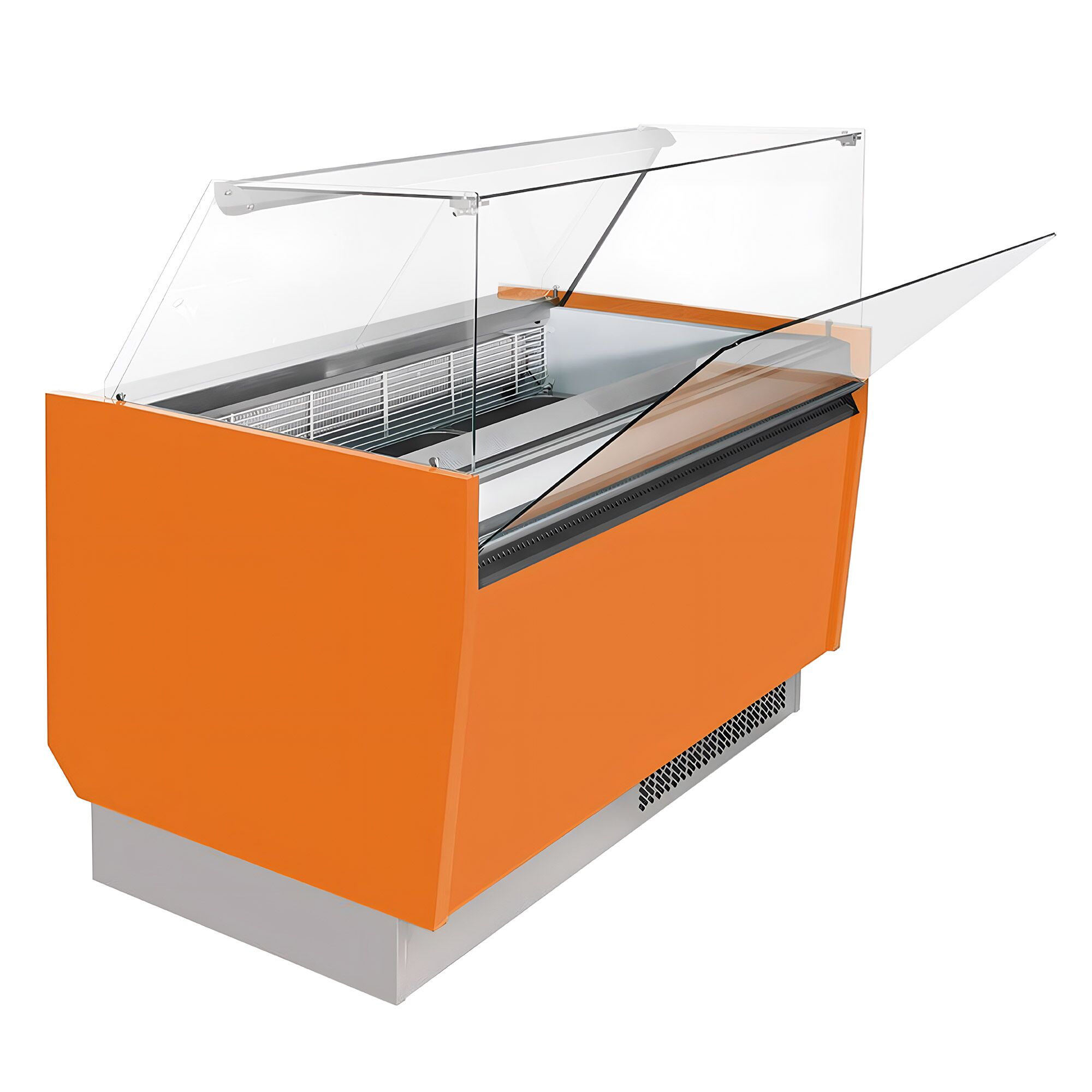 Vitrine à glace LIAM – 1310 mm – refroidissement statique – pour 10+10 bacs à glace de 5 litres – Orange