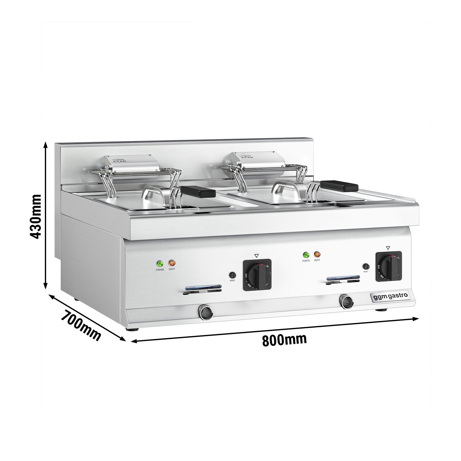 Friteuse électrique double – 10+10 litres – 18 kW