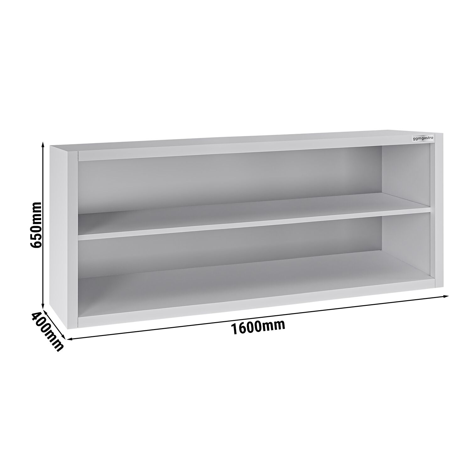 Armoire murale en acier inoxydable ECO - 1600x400mm - sans portes (ouvert) - 650mm de haut
