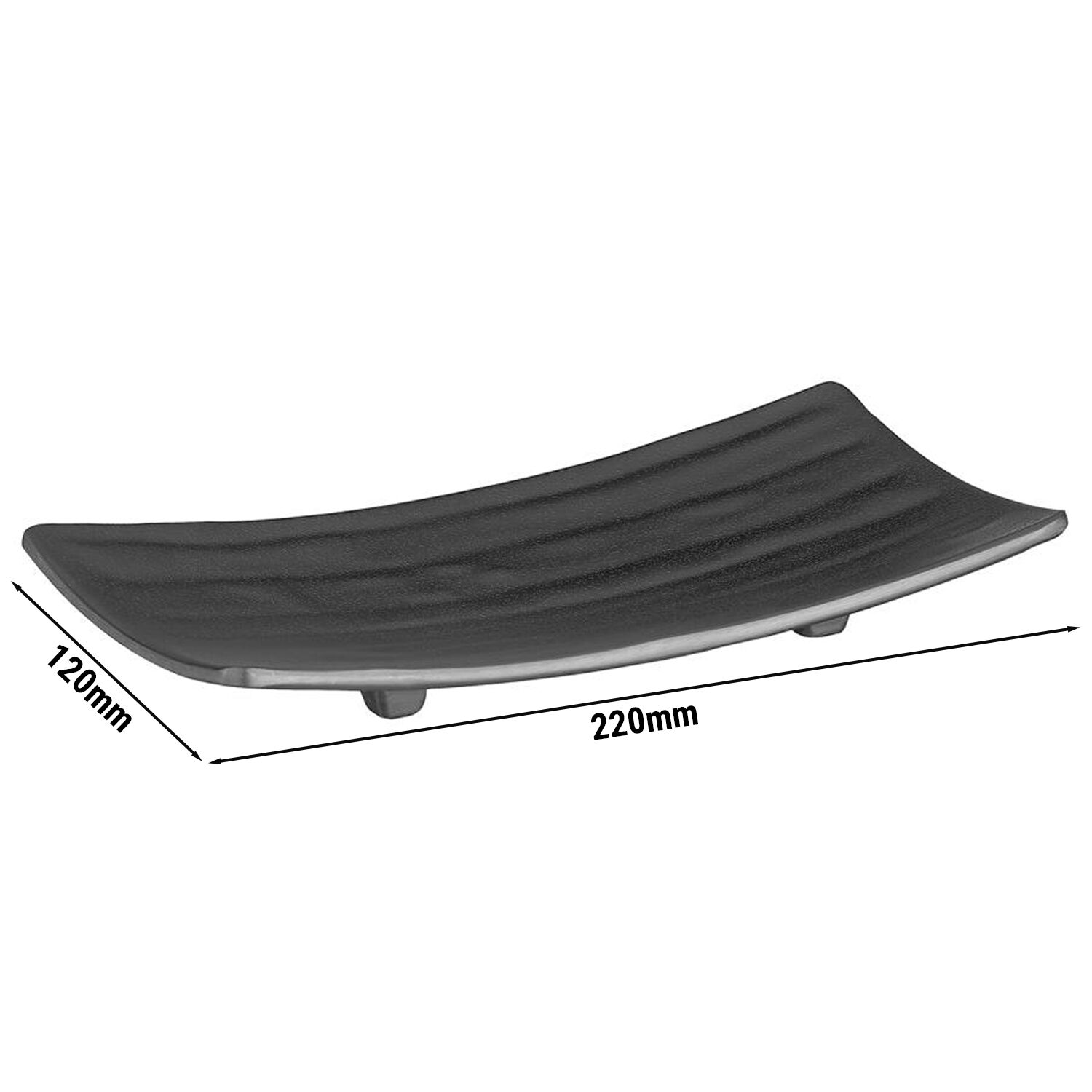 (6 pcs) Plateau de présentation - ZEN - Mélamine - 220x120mm - Hauteur:30mm - Noir - compatible lave-vaisselle, empilable