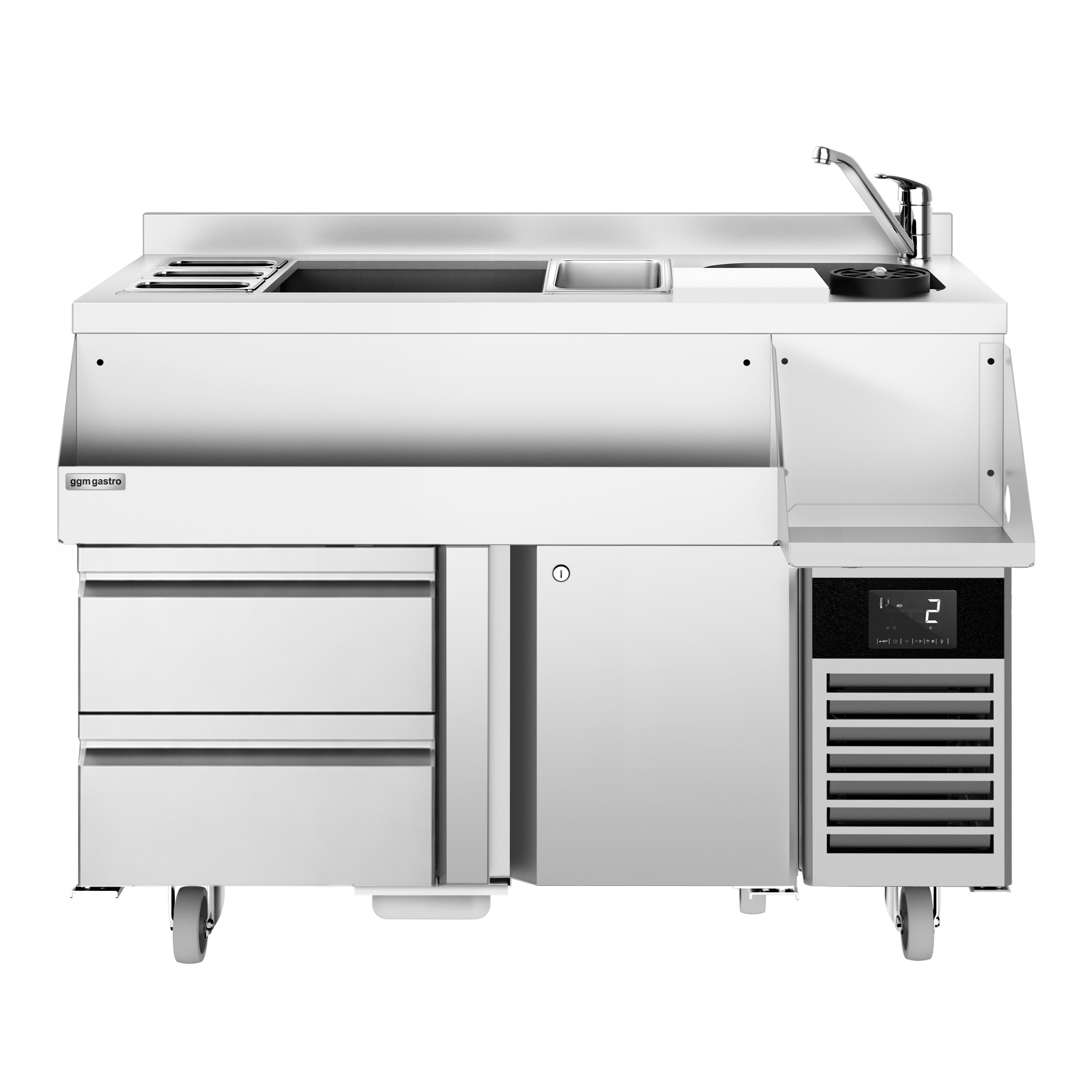 Επαγγελματικό Ψυχόμενο Bar Station για κοκτέιλ - 1200 mm - 150 l - 1 πόρτα, 2 συρτάρια & πρίζα 230 V