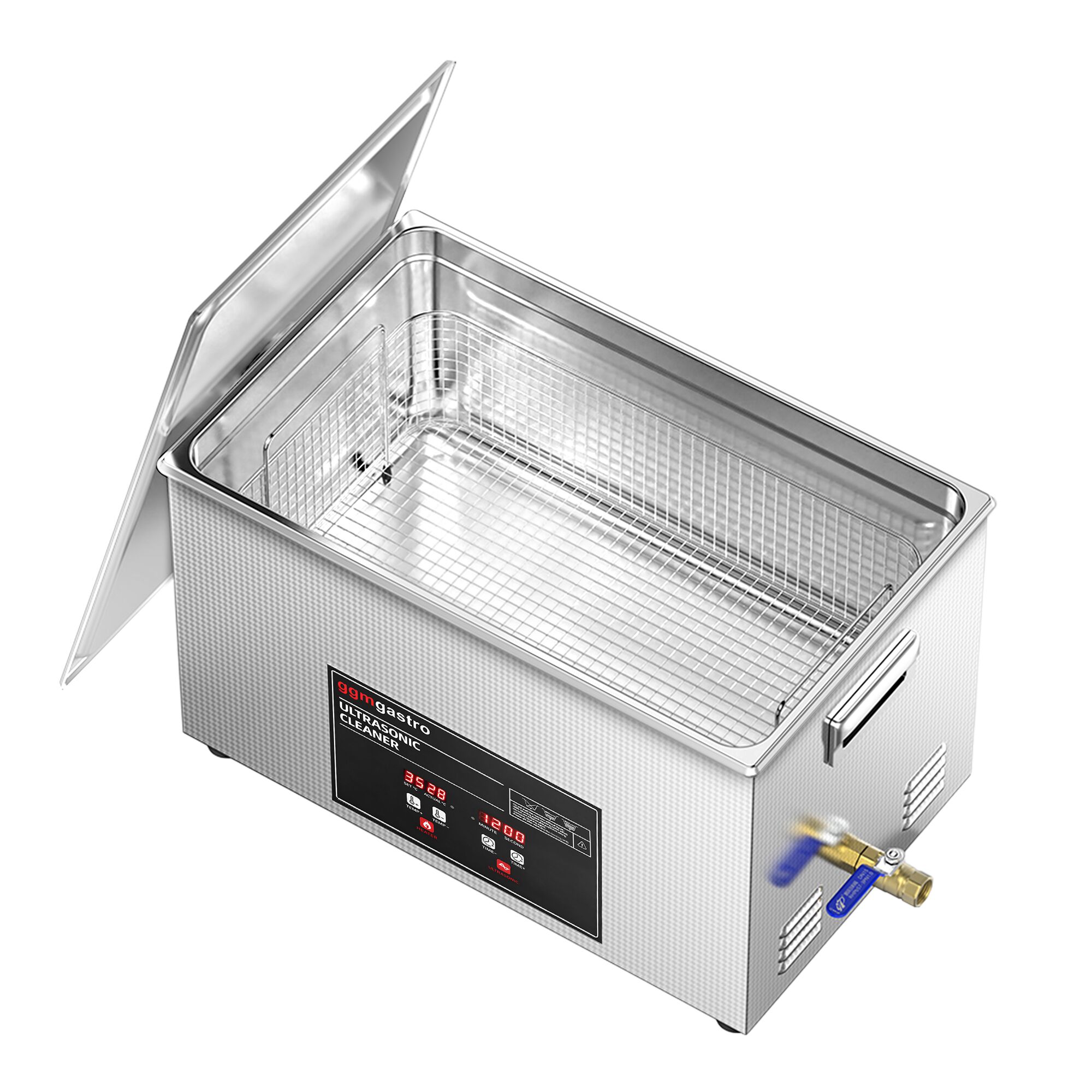 Nettoyeur à Ultrasons - 30 Litres - 600 Watt Puissance Ultrasonique - avec Robinet de Vidange