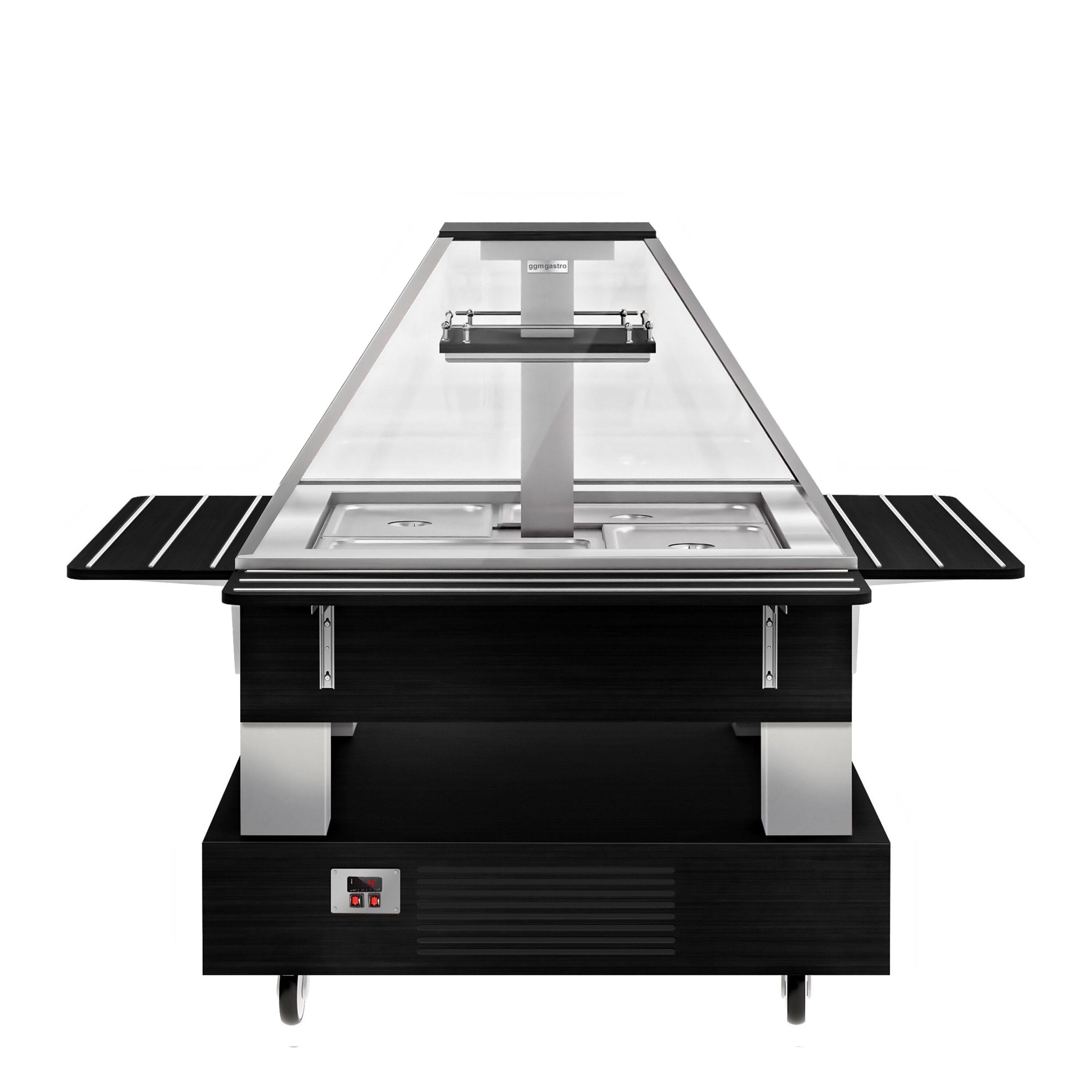 Bar à salades / buffet froid DUBLIN - 1700 mm - avec vitrine en verre inclinée - pour 4x GN 1/1 - Noir