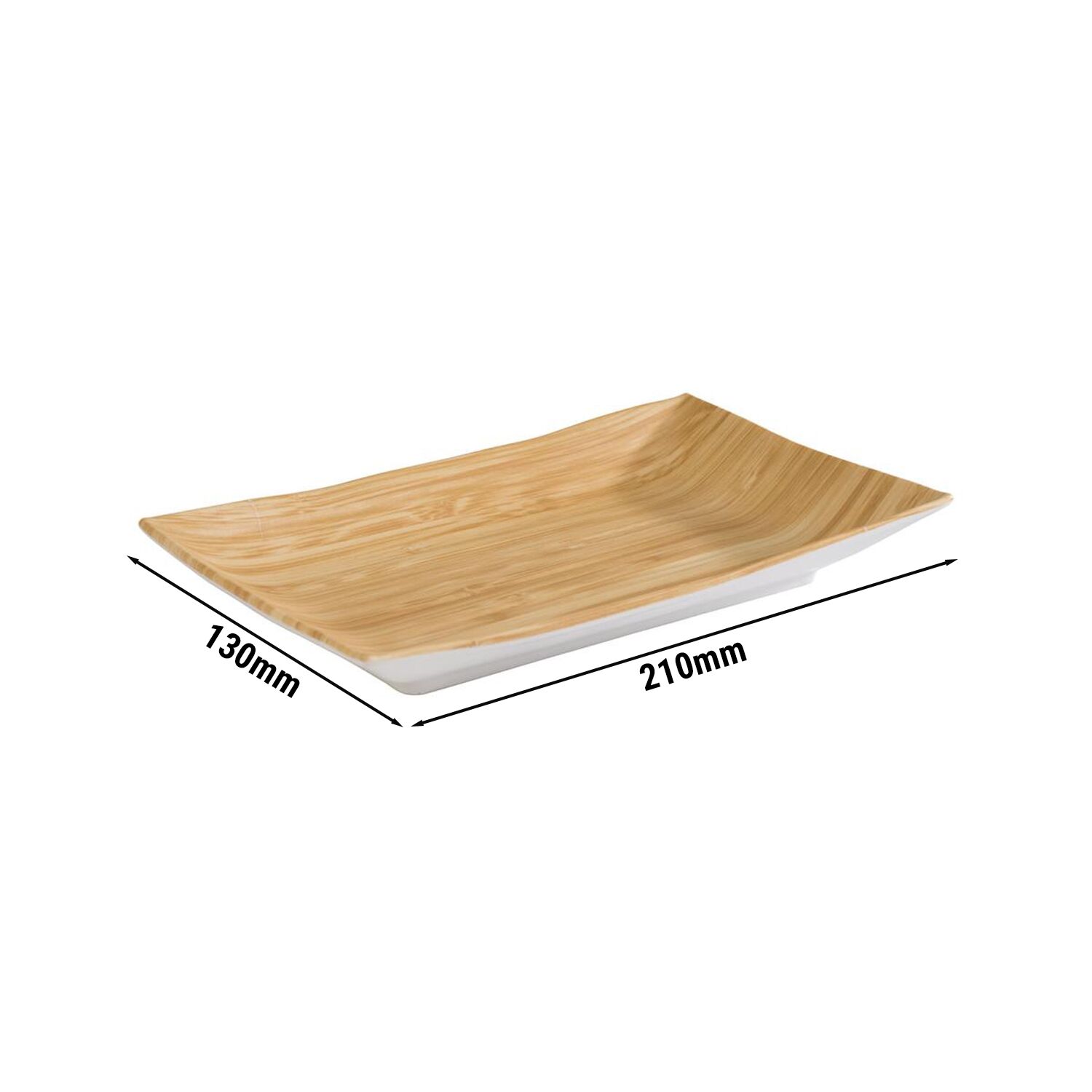 (6 pcs) Plateau de présentation - BAMBOO - Mélamine - 210x130mm - Hauteur:30mm - Beige/Blanc