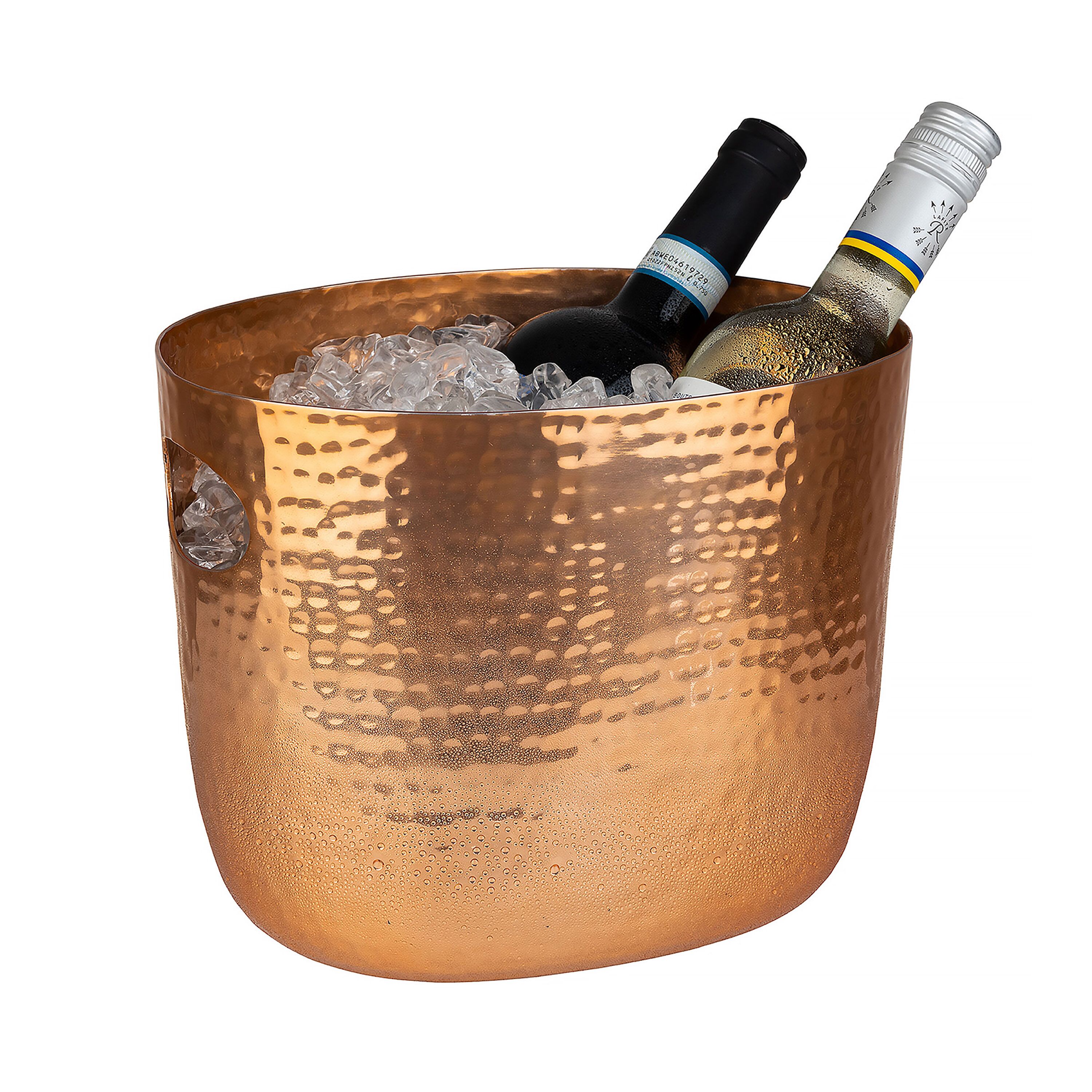 Seau à champagne - Aluminium - 3.9 litres - Ø255mm - Hauteur:200mm - Cuivre - avec poignées
