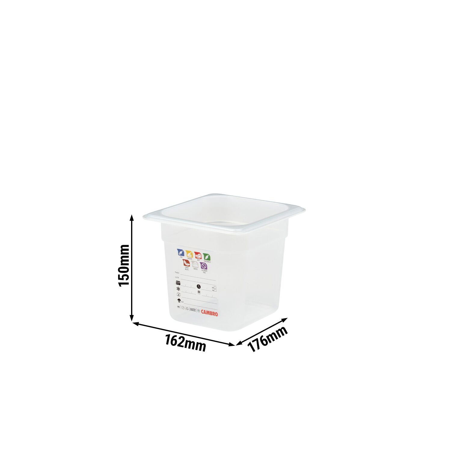 (6 pièces) CAMBRO | SafeTrak - Récipients en polypropylène GN 1/6 - laiteux - Hauteur : 150mm