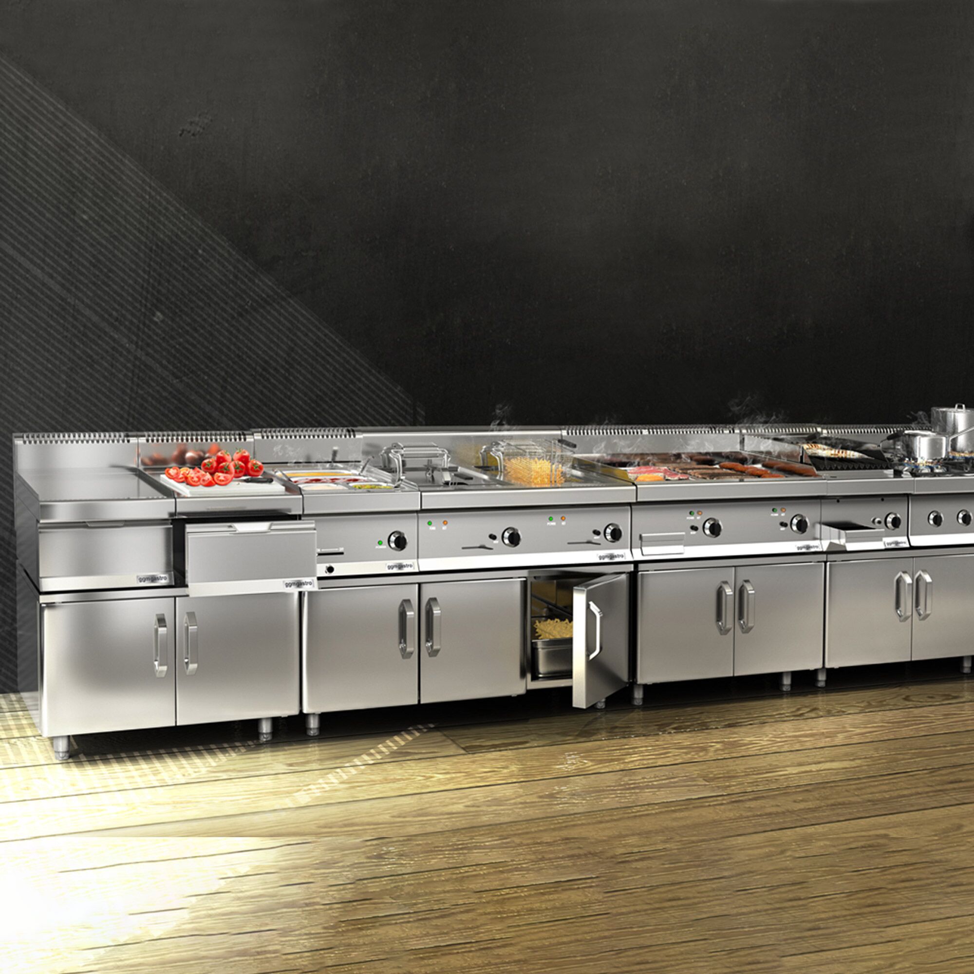 Grill électrique professionnel direct à eau - 3,75kW - de table - P700mm - grille inclinable