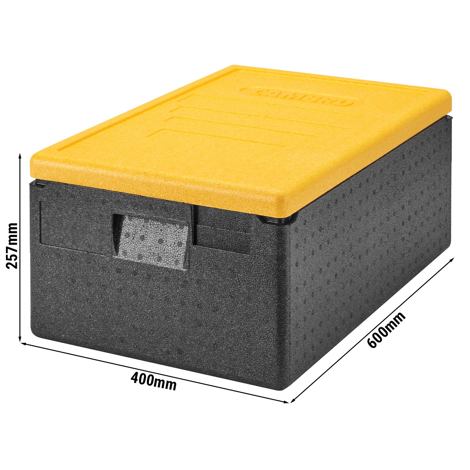 (1 piece) CAMBRO | Cam GoBox® Toploader – 600×400×257 mm – Yellow lid – GN 1/1 – 4 hr temp hold
