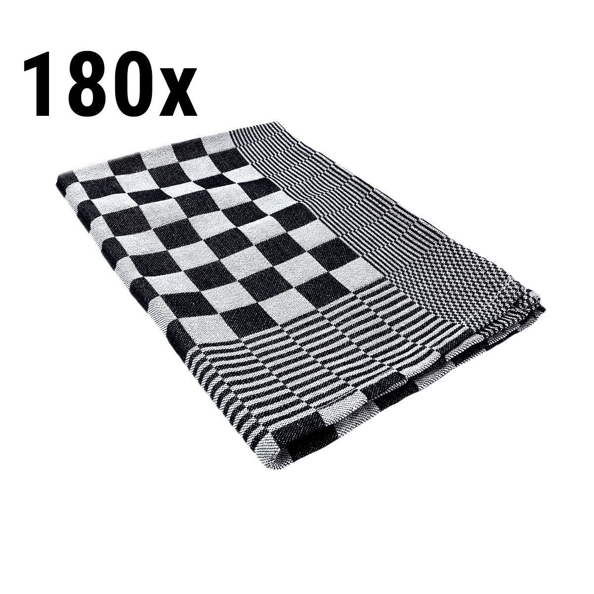 (180 pcs) Torchon à vaisselle en Coton - 65x65cm - Noir / Blanc à carreaux