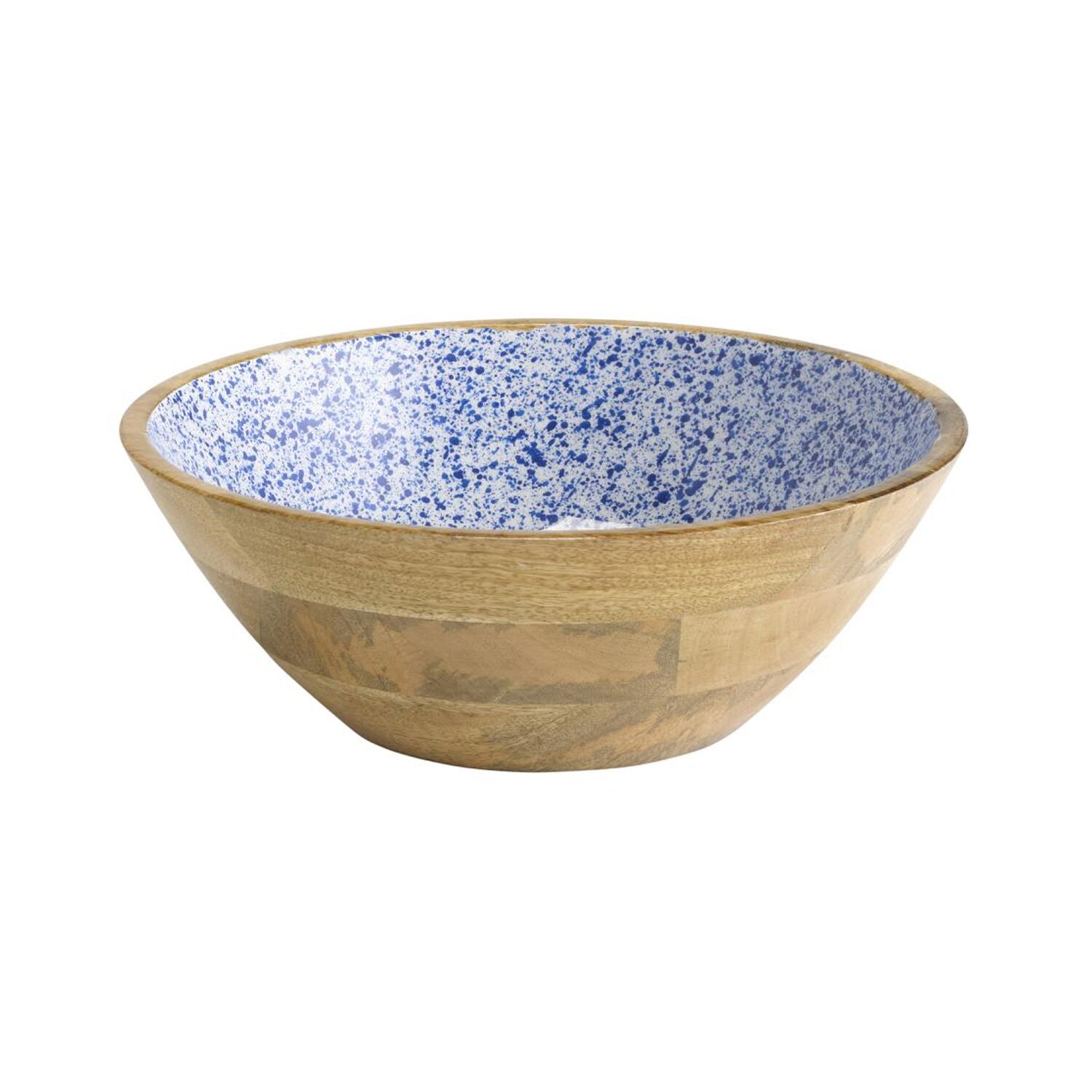 (6 pcs) Saladier - MANGO - Bois de manguier - 3L - Ø 300mm - Profondeur : 105mm - Blanc/Bleu