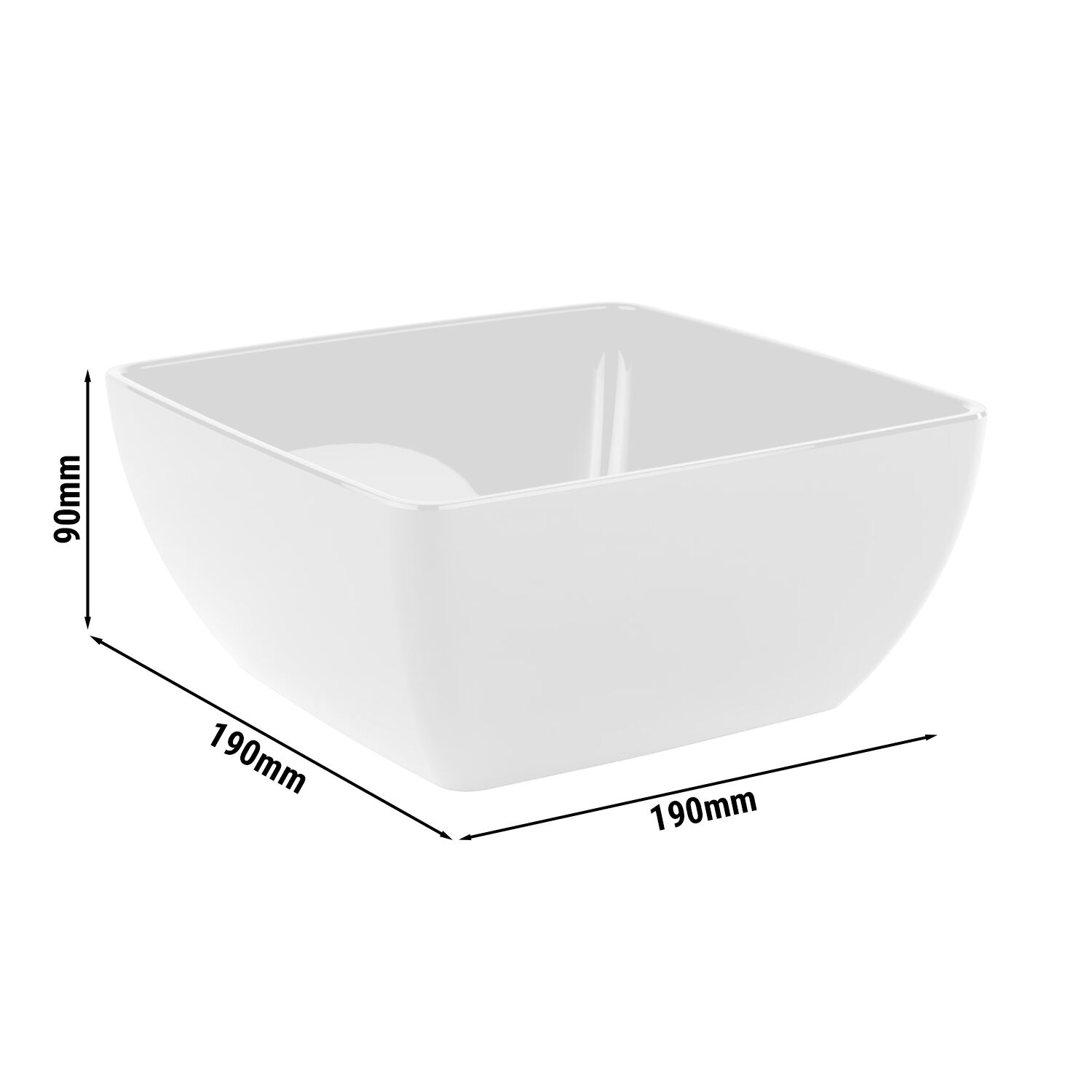 (6 pcs) Coupe - FRIENDLY - PET - 1,5L - carré - 190x190mm - Profondeur : 90mm - Blanc