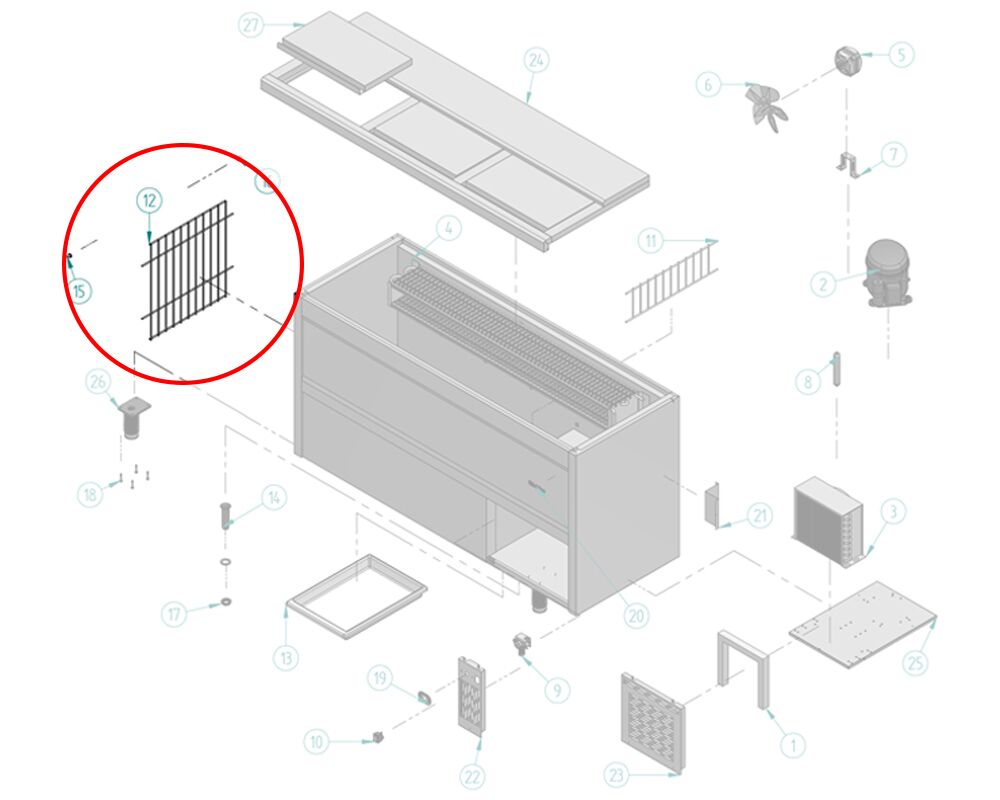 Vertikales Trenngitter - Höhe: 432mm - für die Serie FEI