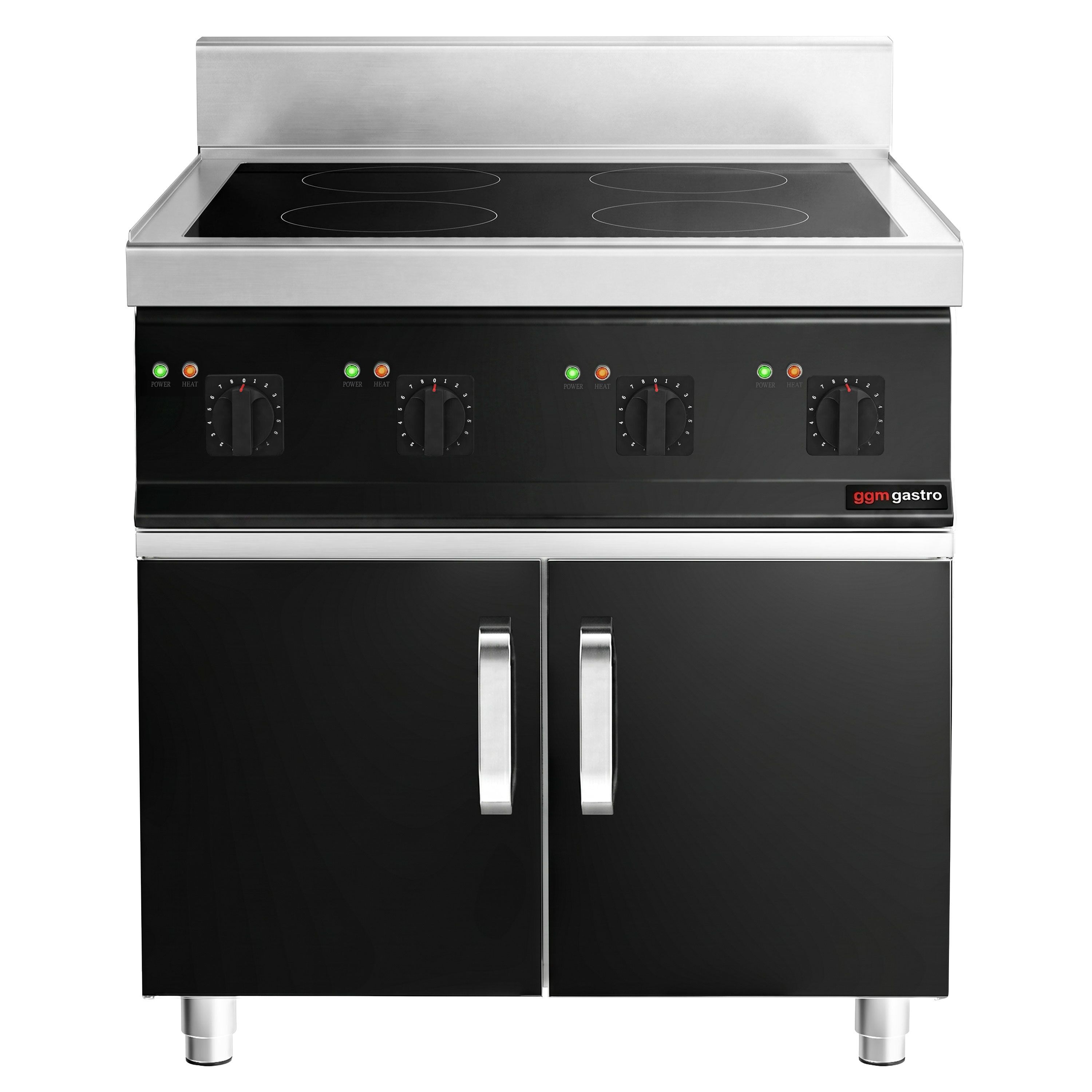 Cuisinière à induction - 14 kW - 4 plaques de cuisson - incl. meuble bas avec 2 portes