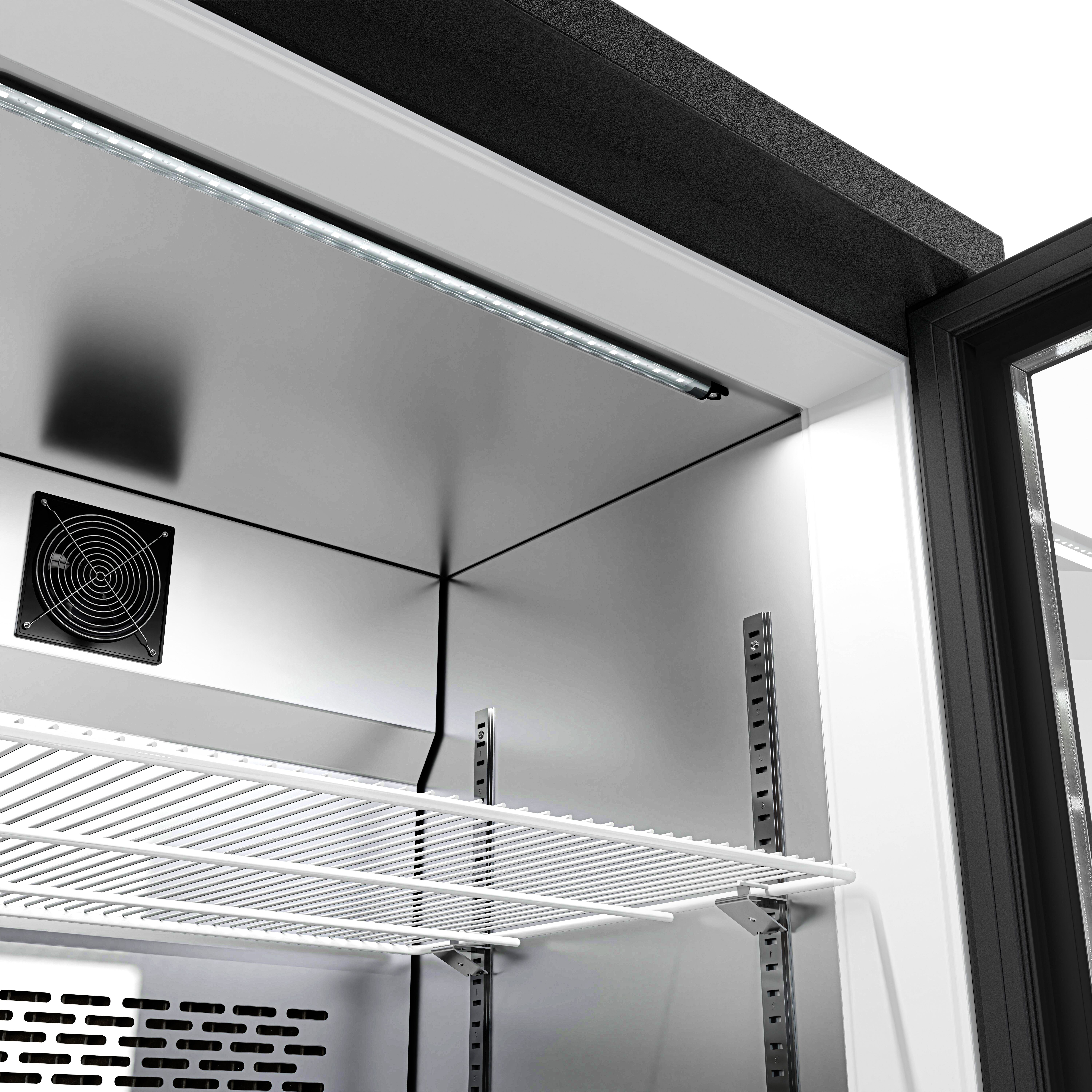 Vitrine réfrigérée à boissons - 600mm - 280 L - 1 porte vitrée - Noir - +4 à +12 °C