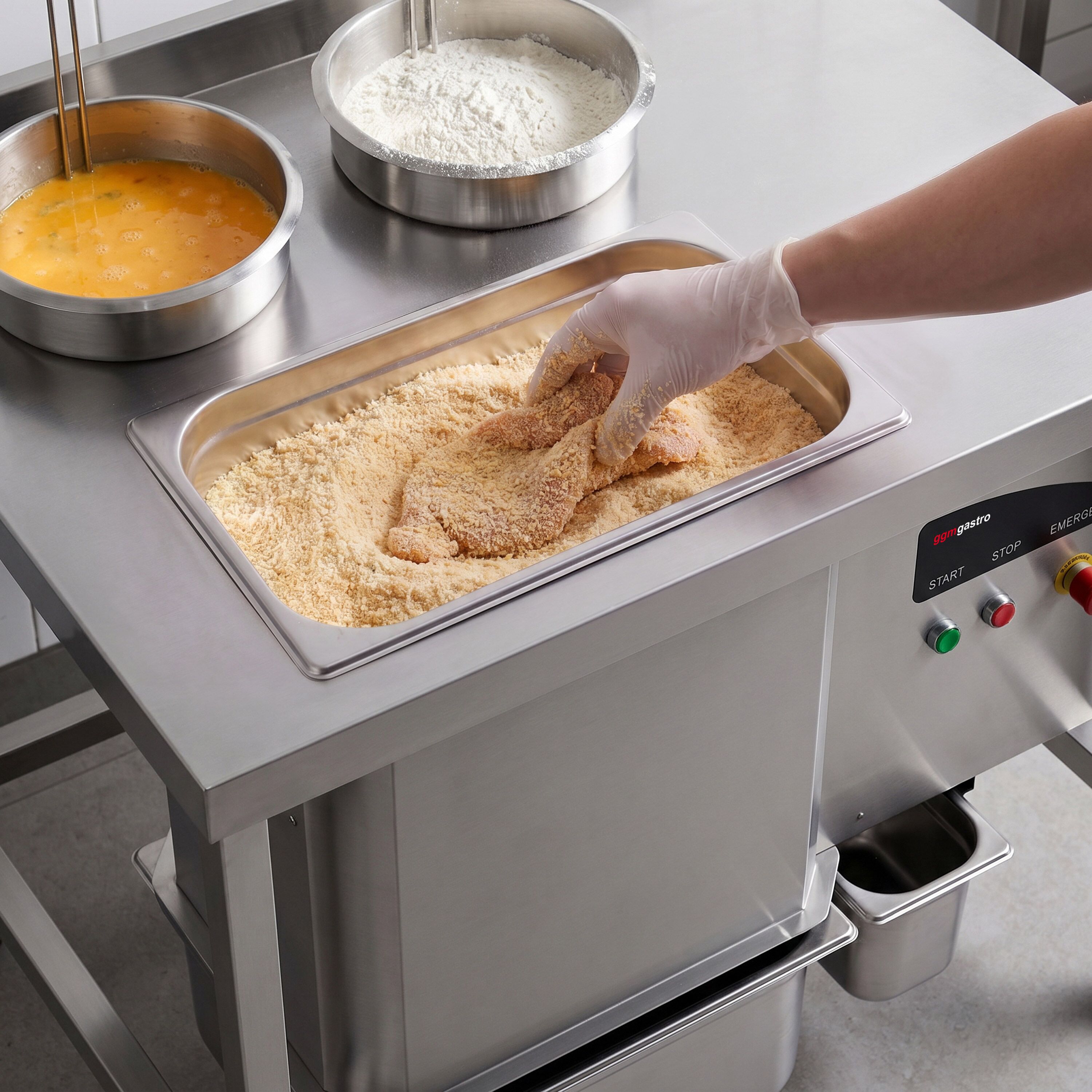 Paneringstation voor kip - 1130 mm - 5 kg/min