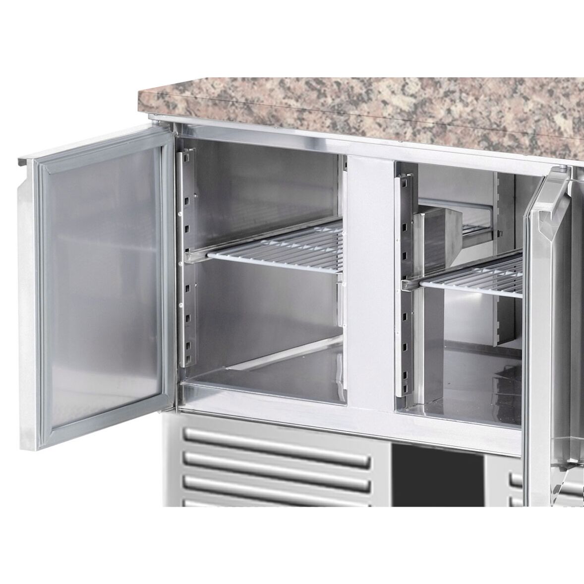 Saladette PREMIUM - 900mm - 2 Türen - für 5x 1/6 GN-Behälter - Edelstahlaufsatz