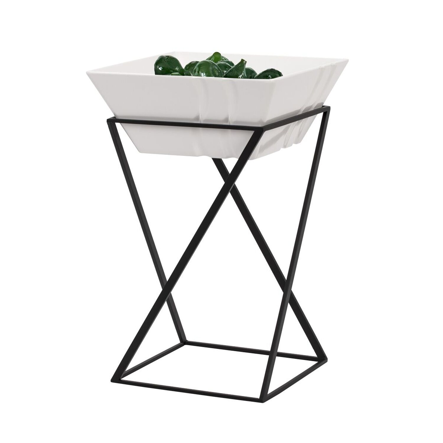 Bufféställ - svart - rektangulär - 200x200 mm - Höjd: 375 mm - inkl. 1 melaminskål