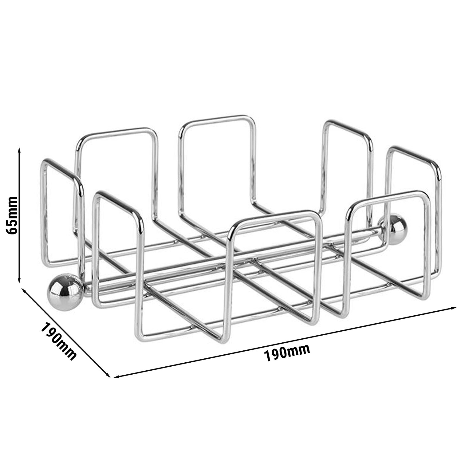 (6 pcs) Porte-serviettes cocktail - WIRE - Chromé - Métal - pour env. 50 serviettes cocktail - 190x190x65mm - incl. poids