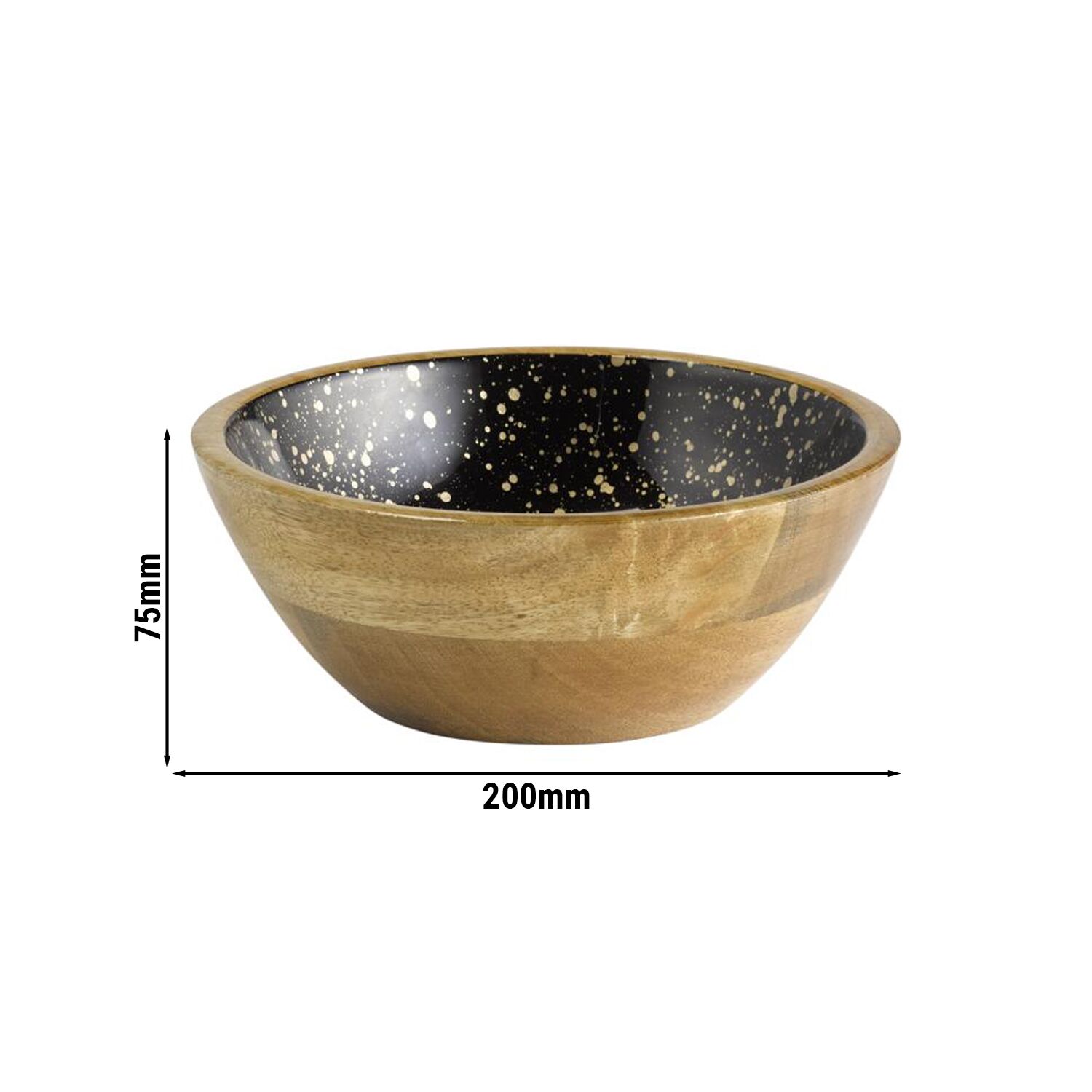 (6 pcs) Coupe - MANGO - Bois de manguier - 0,8L - carré - 200x200mm - Profondeur : 75mm - Noir-Or