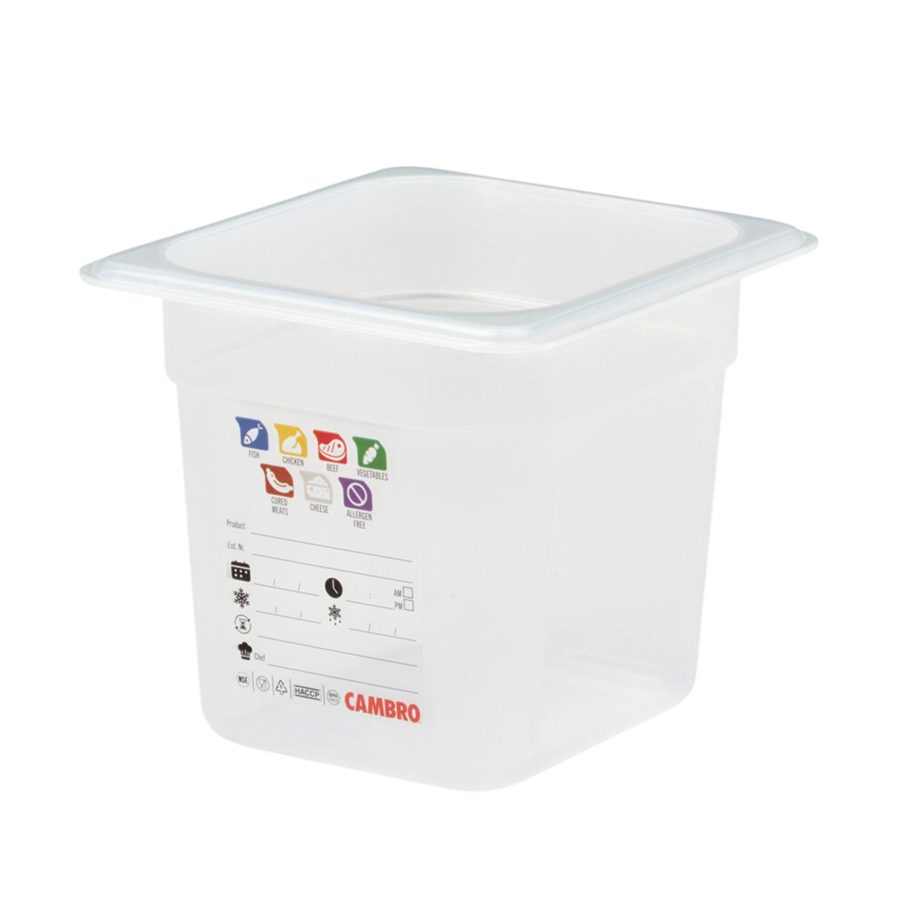 (6 pièces) CAMBRO | SafeTrak - Récipients en polypropylène GN 1/6 - laiteux - Hauteur : 150mm