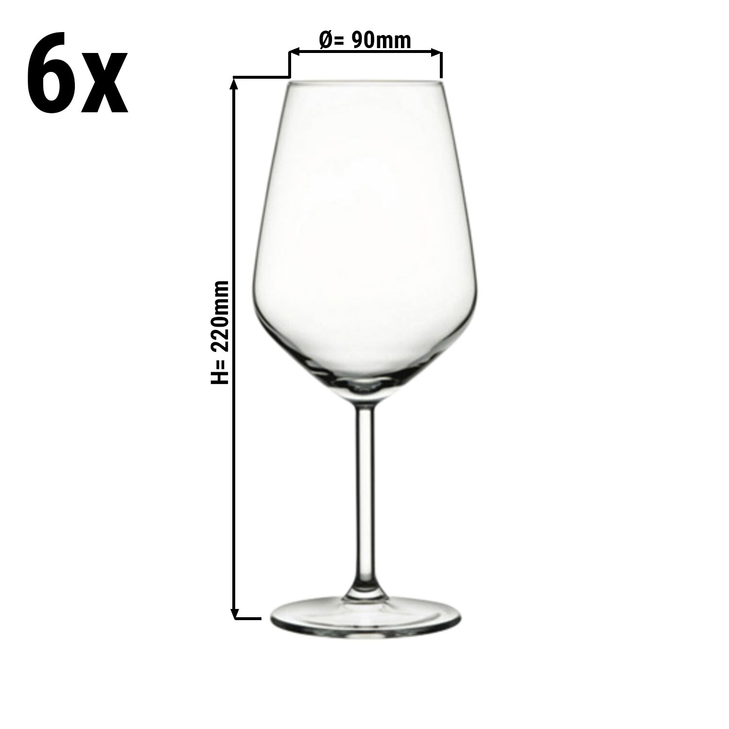 (6 Stück) Weinglas - ALLEGRA - 490ml - Transparent