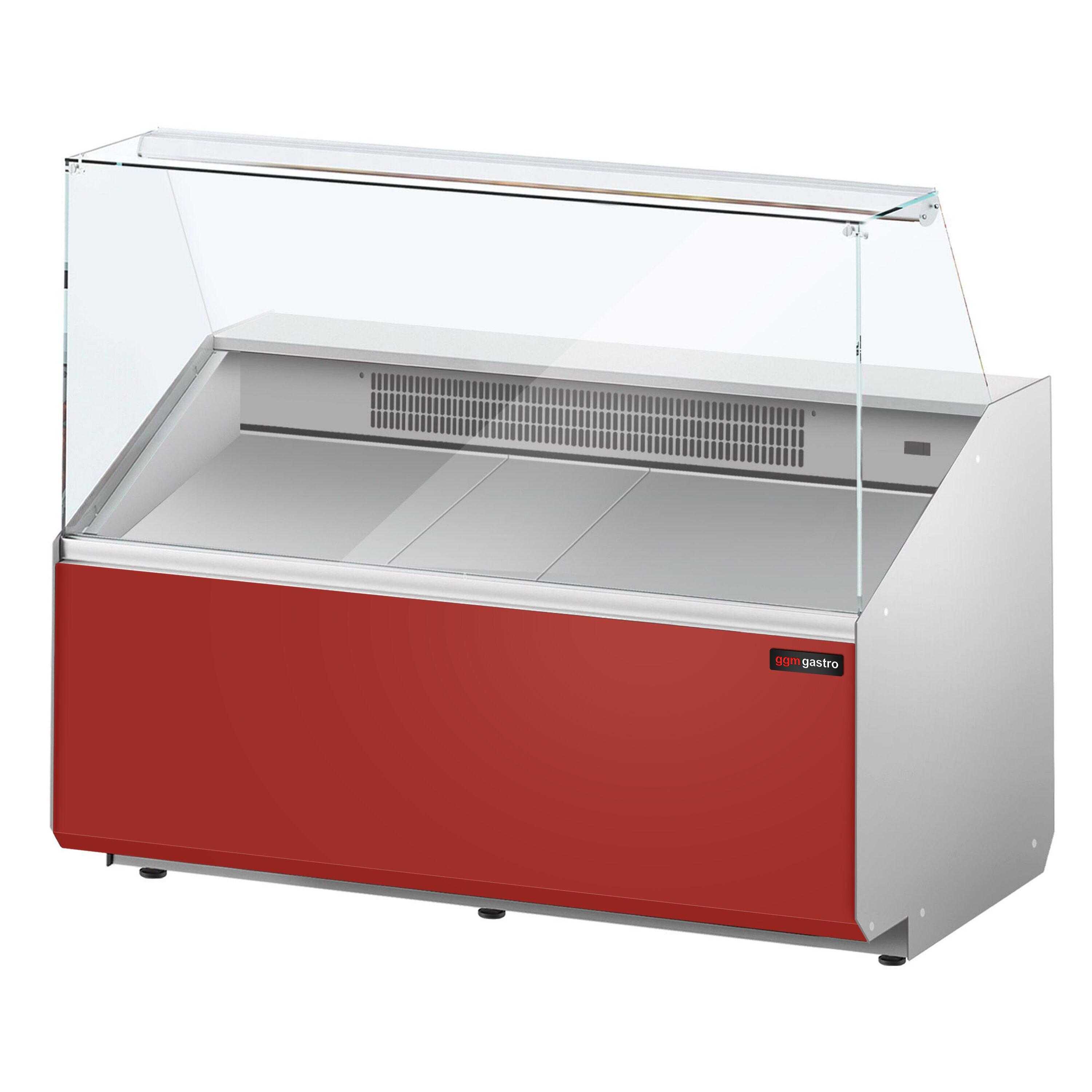 Serve Over Counter - 1256mm - double-glazed glass - capacity 262 litres - front panel red