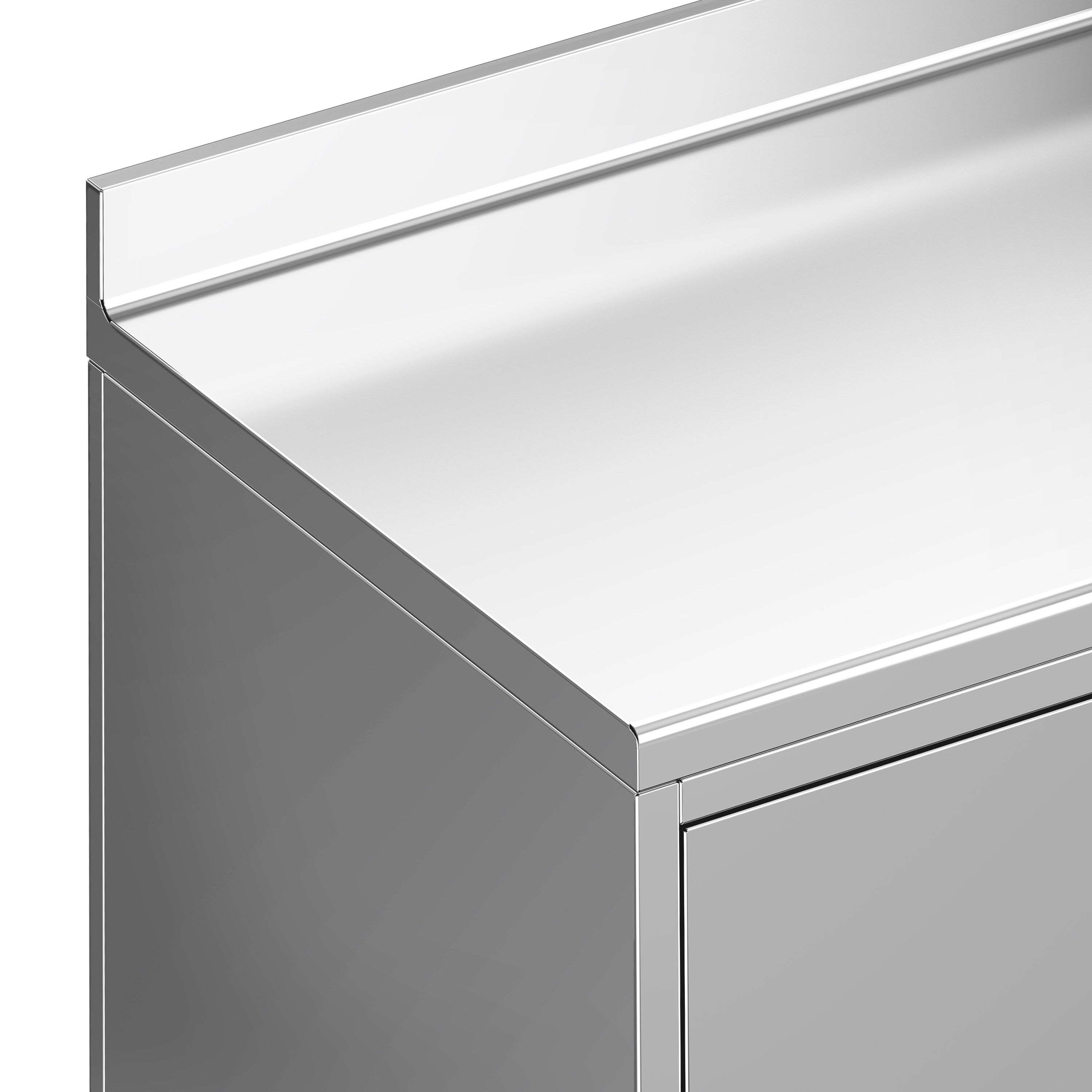 Table armoire en acier inoxydable - 800x600mm - avec portes battantes - avec dosseret - pour cafetière à filtre
