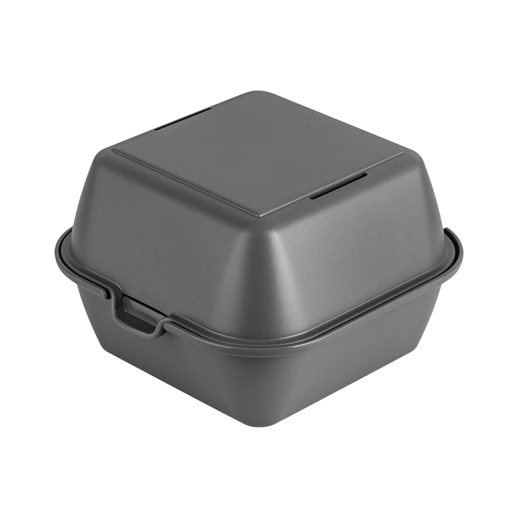 (12 pièces) Boîte à burger réutilisable - 155x155x126mm - couvercle séparé clipsable - Gris
